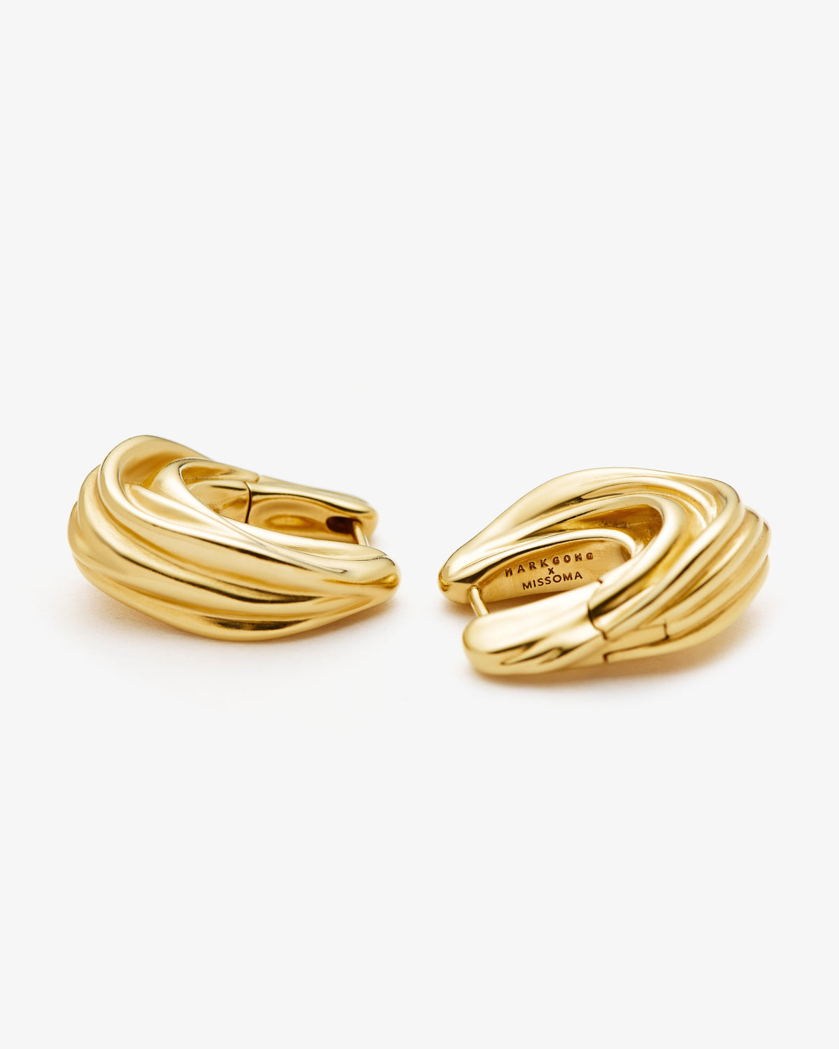 Missoma x MARKGONG Draped Small Hoop Earrings in gold-plated brass, view 4