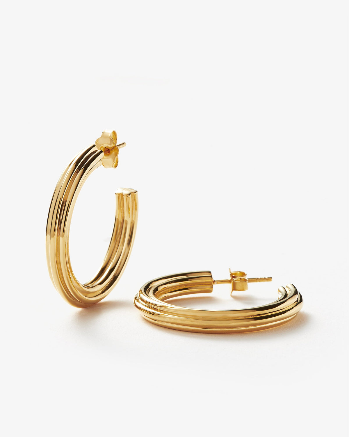 Missoma Ridge Large Hoop Earrings in gold-plated brass