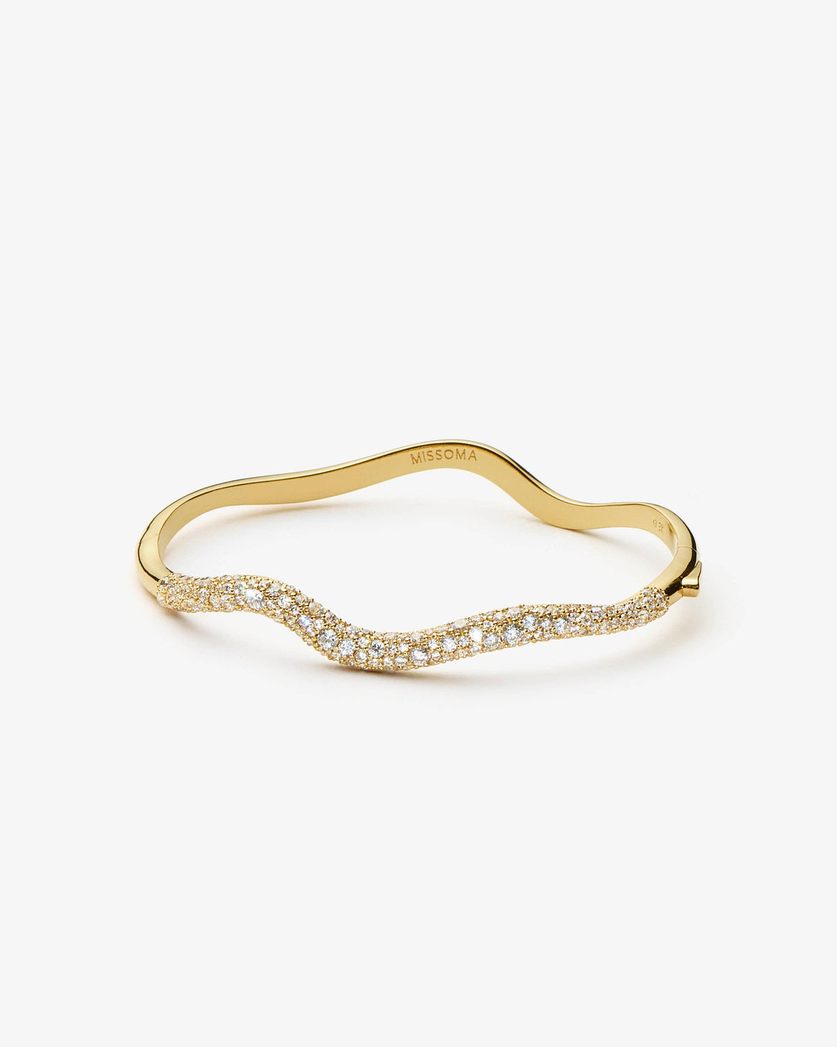 Missoma Molten Snow Ripple Hinged Bangle in gold-plated brass