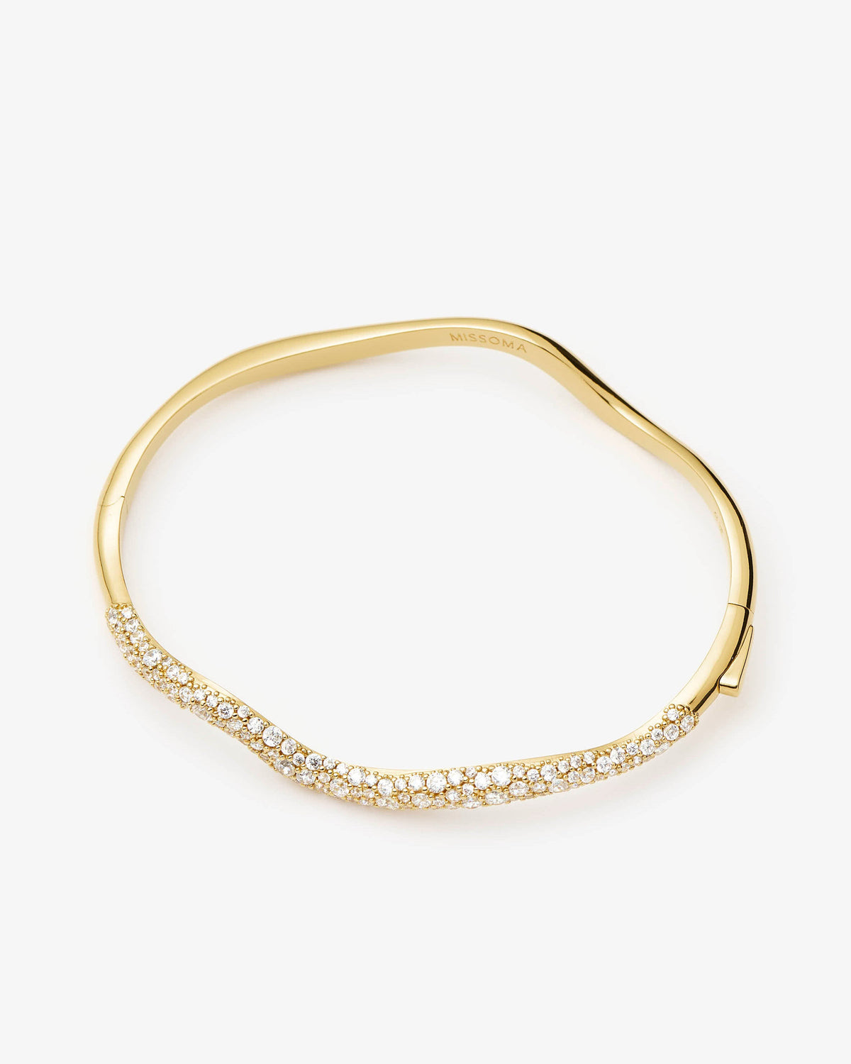 Missoma Molten Snow Ripple Hinged Bangle in gold-plated brass, view 2