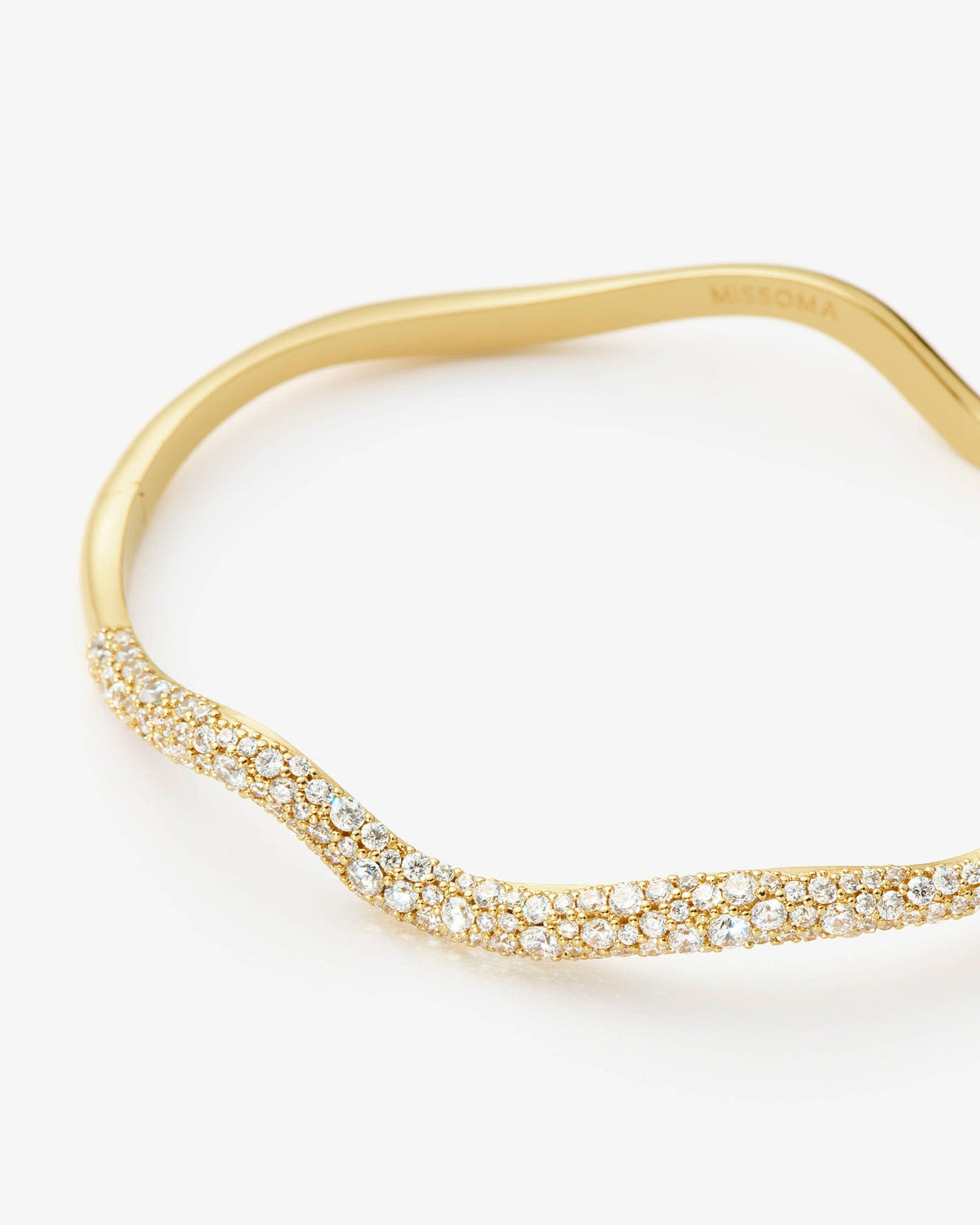Missoma Molten Snow Ripple Hinged Bangle in gold-plated brass, view 3