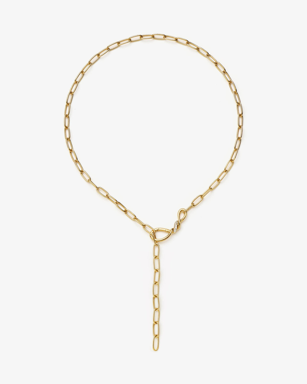Missoma Molten Snow Paperclip Chain Necklace in gold-plated brass, view 3