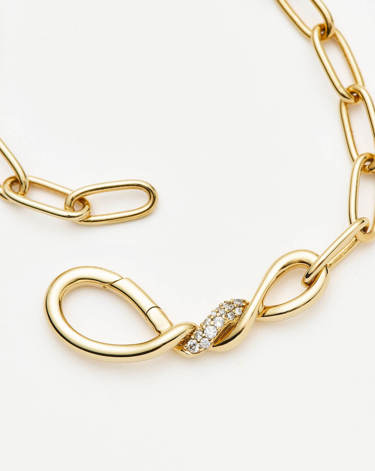 Missoma Molten Snow Paperclip Chain Necklace in gold-plated brass, view 4