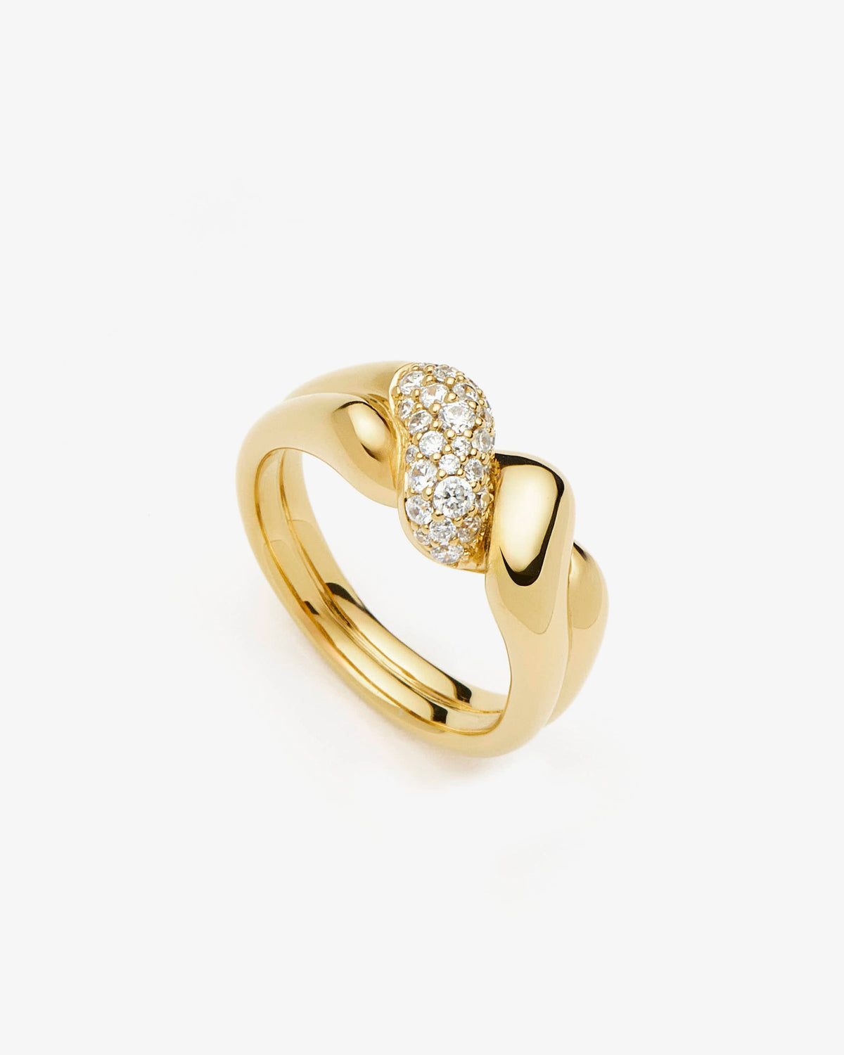 Missoma Molten Snow Double Statement Ring in gold-plated brass