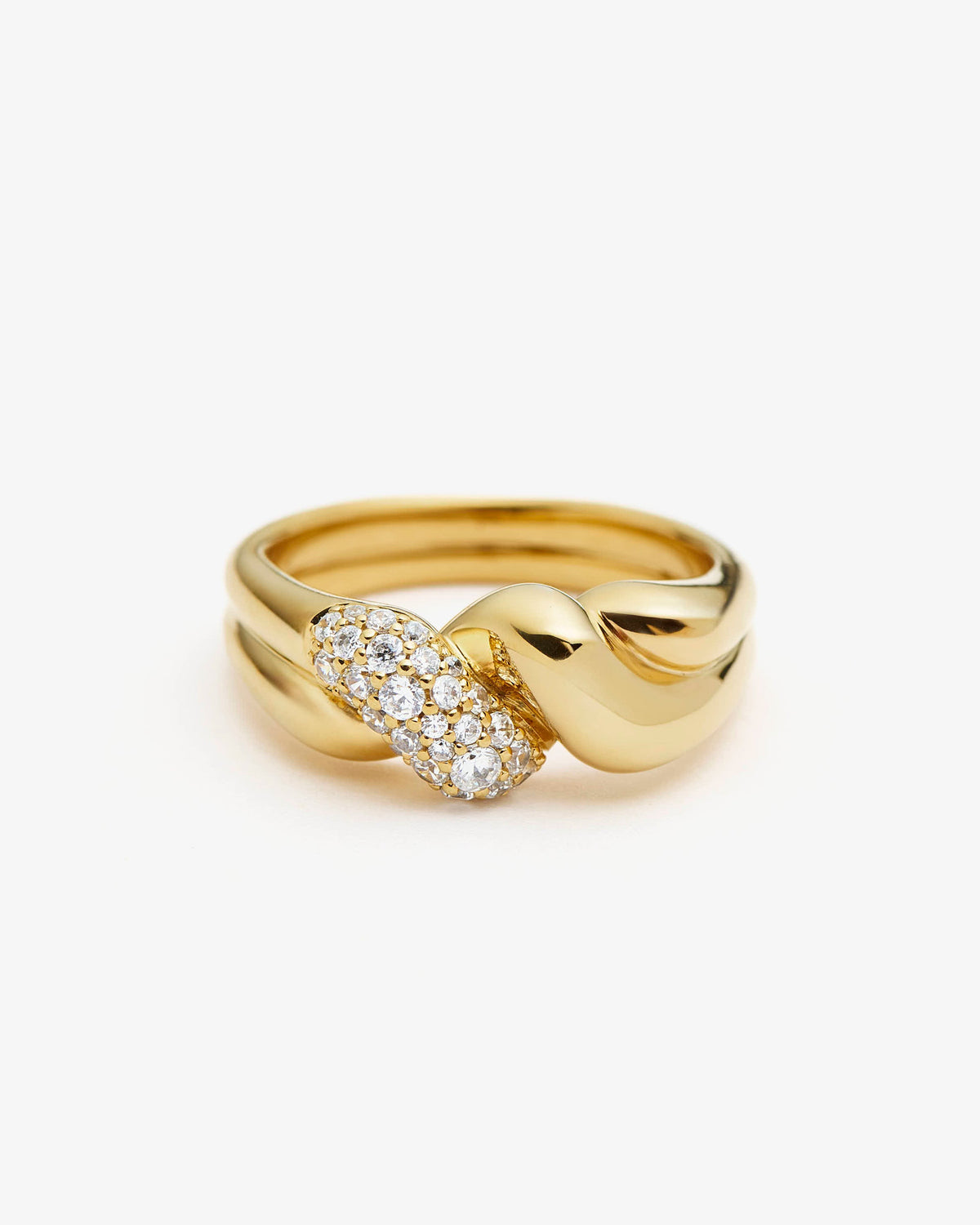 Missoma Molten Snow Double Statement Ring in gold-plated brass, view 3