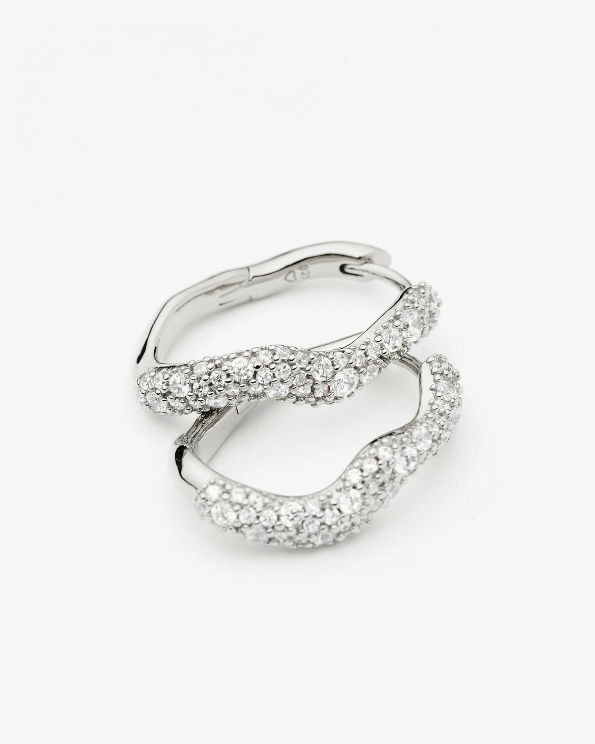 Missoma Molten Snow Small Hoop Earrings in silver-plated brass, view 2
