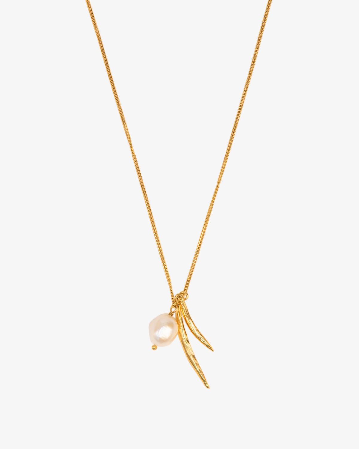 Wouters & Hendrix Leaf and Pearl Pendant Necklace, side view