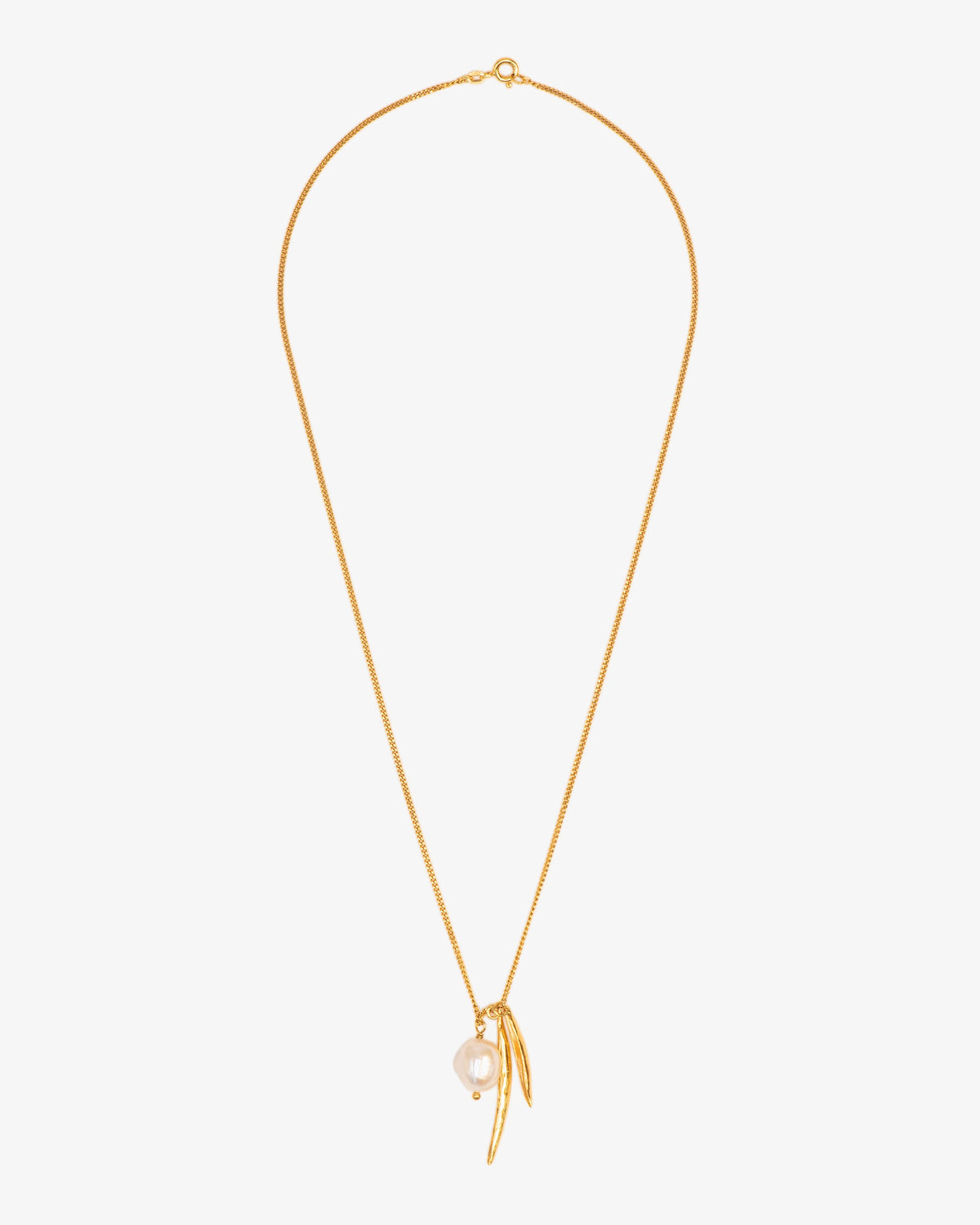 Wouters & Hendrix Leaf and Pearl Pendant Necklace