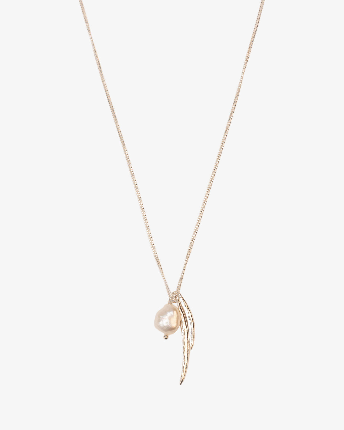 Wouters & Hendrix Leaf and Pearl Pendant Necklace, side view
