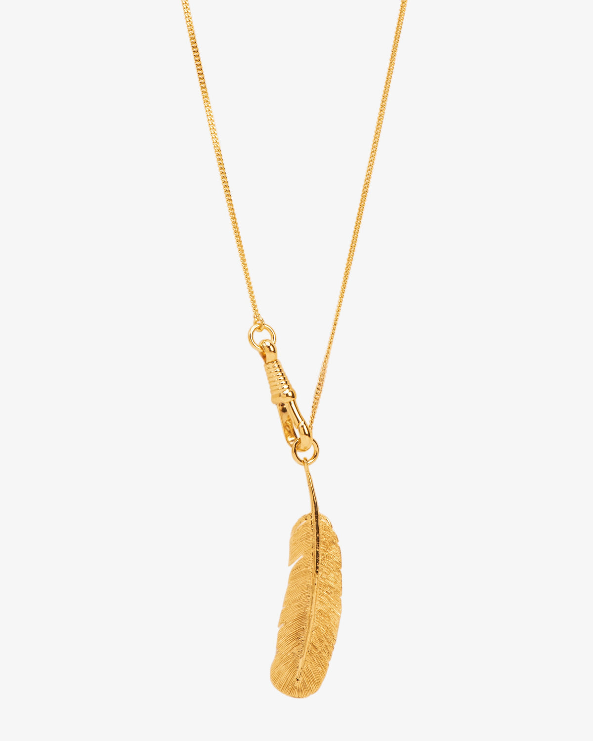 Wouters & Hendrix Long Feather Pendant Necklace, side view