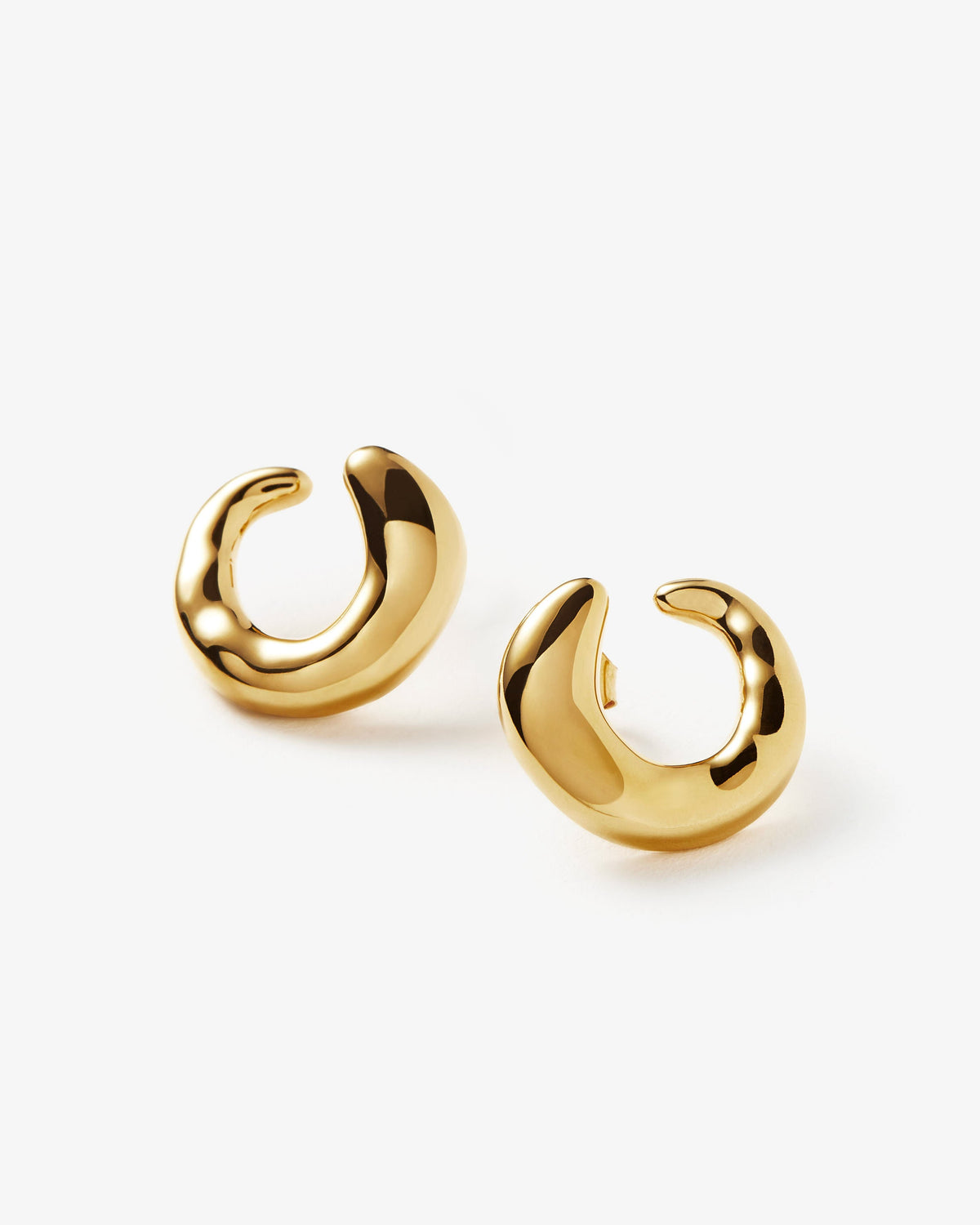 Missoma Molten Open Stud Earrings in gold vermeil, view 2