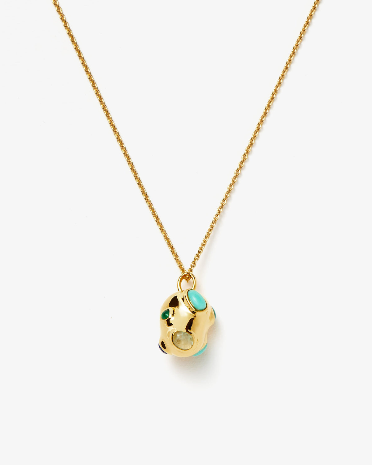 Missoma Molten Lapis and Turquoise Nugget Pendant Necklace in gold vermeil