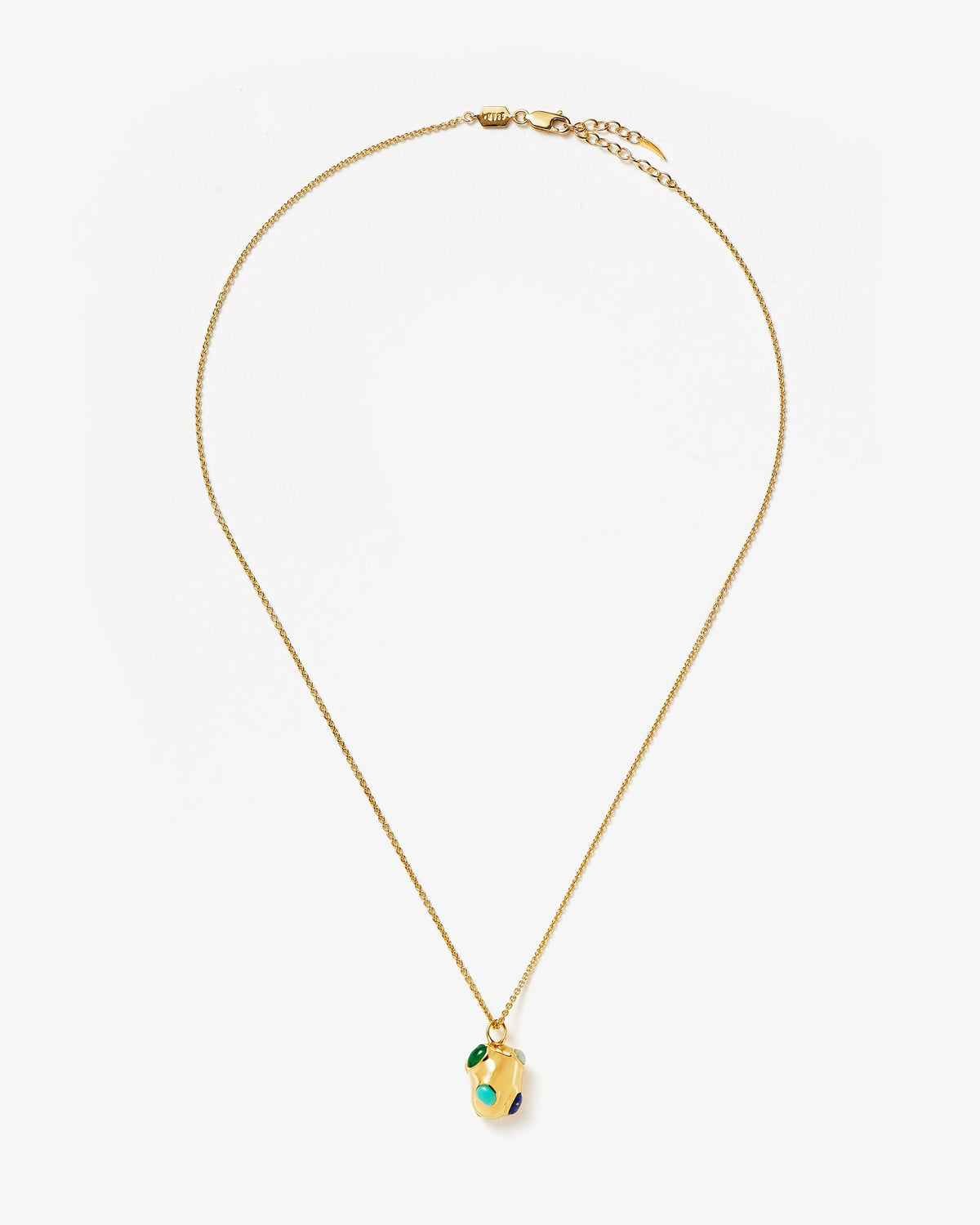 Missoma Molten Lapis and Turquoise Nugget Pendant Necklace in gold vermeil, view 2