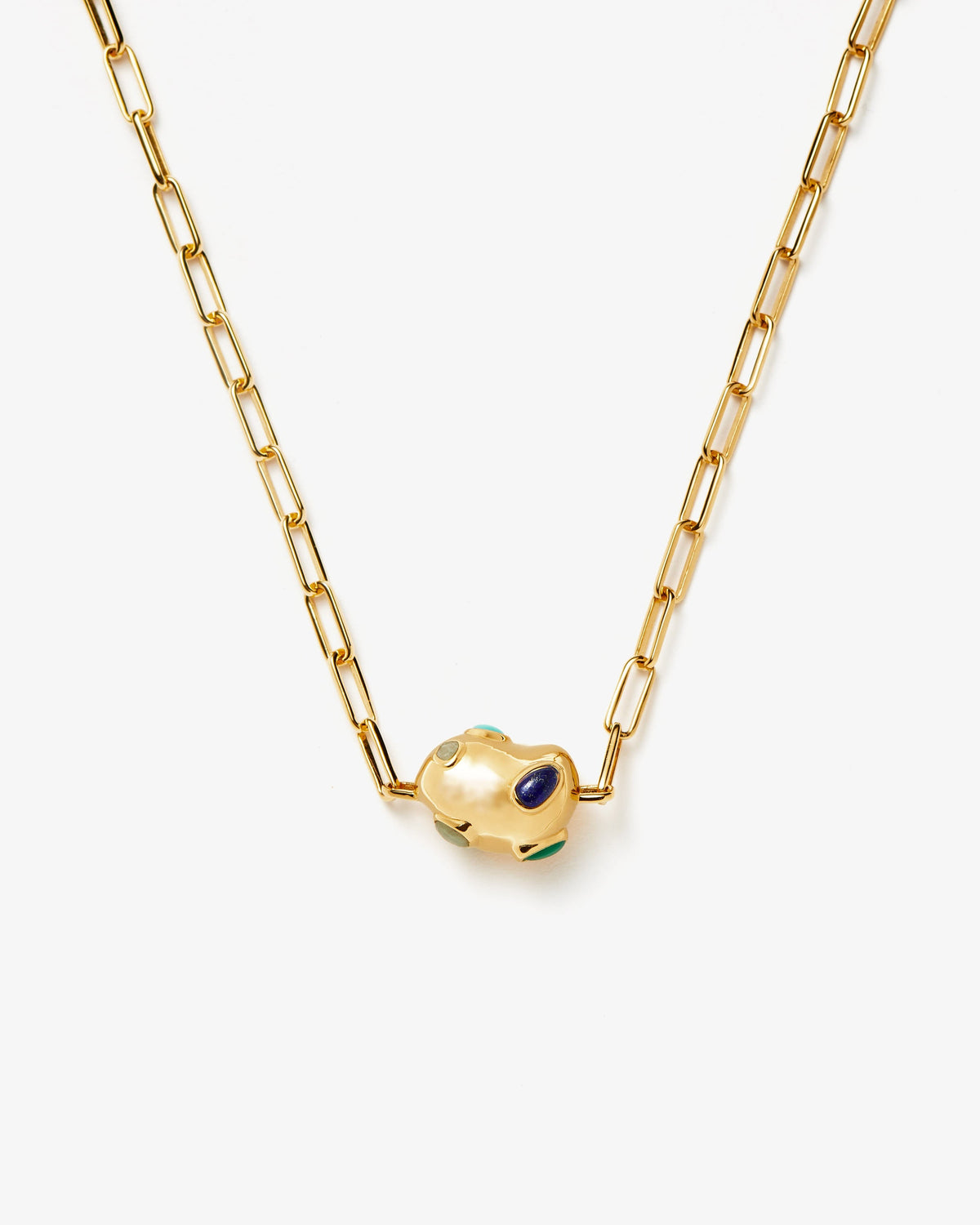Missoma Molten Lapis and Turquoise Floating Nugget Pendant Choker in gold-plated brass