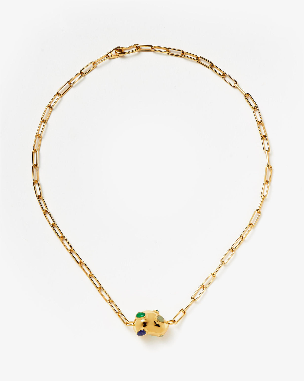 Missoma Molten Lapis and Turquoise Floating Nugget Pendant Choker in gold-plated brass, view 2