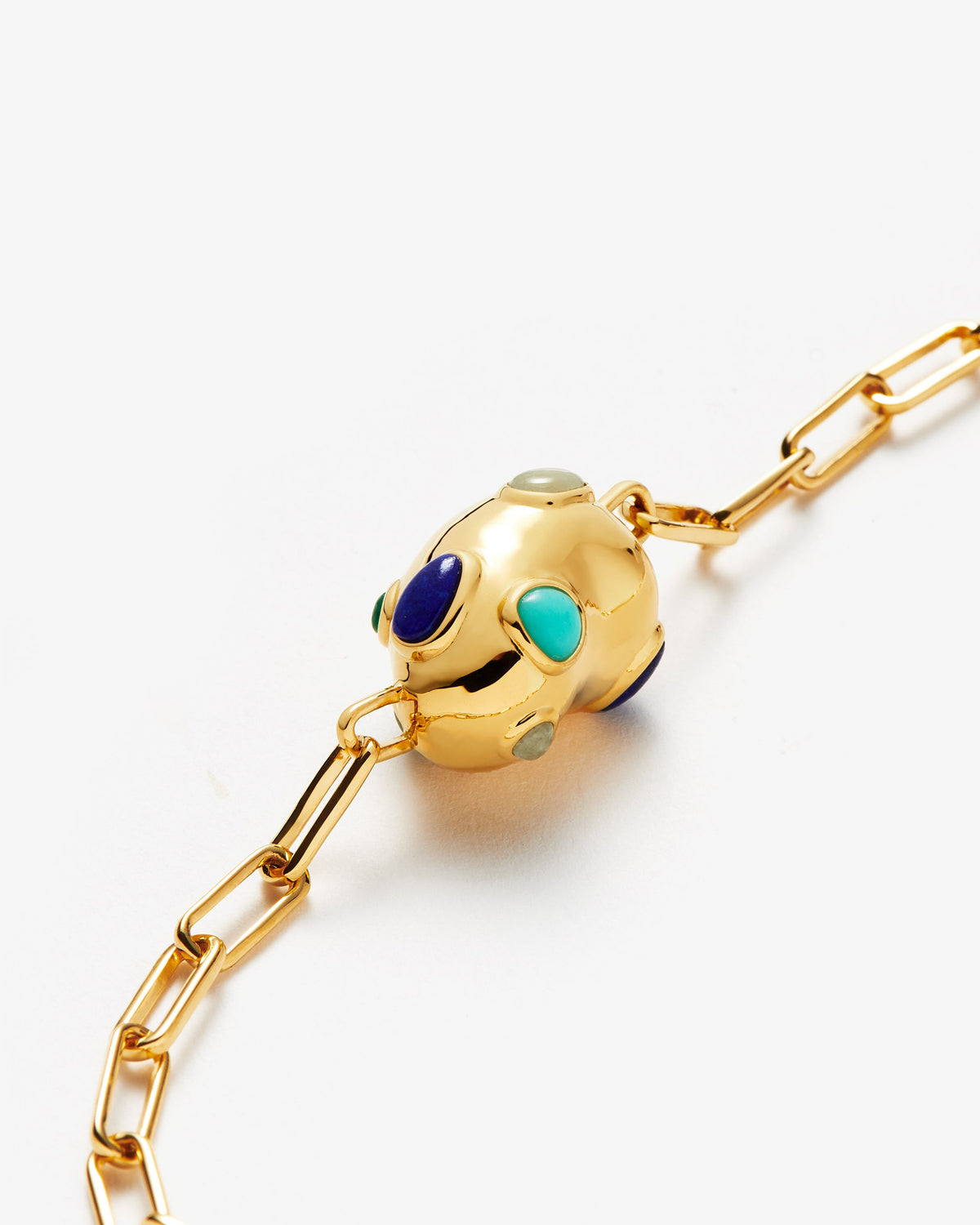 Missoma Molten Lapis and Turquoise Floating Nugget Pendant Choker in gold-plated brass, view 3