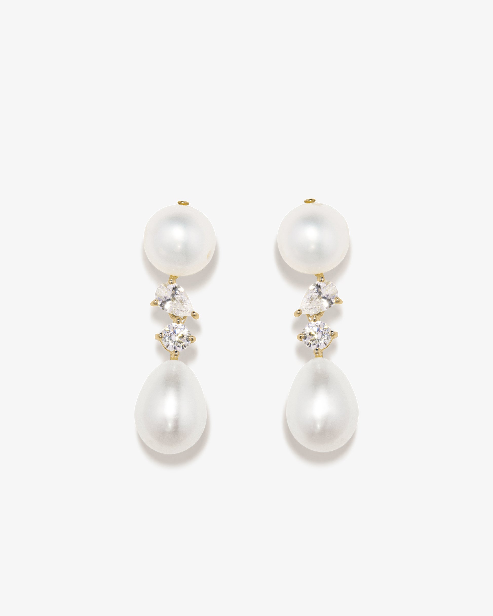 Completed Works – Pearls And Crystals Drop Earrings