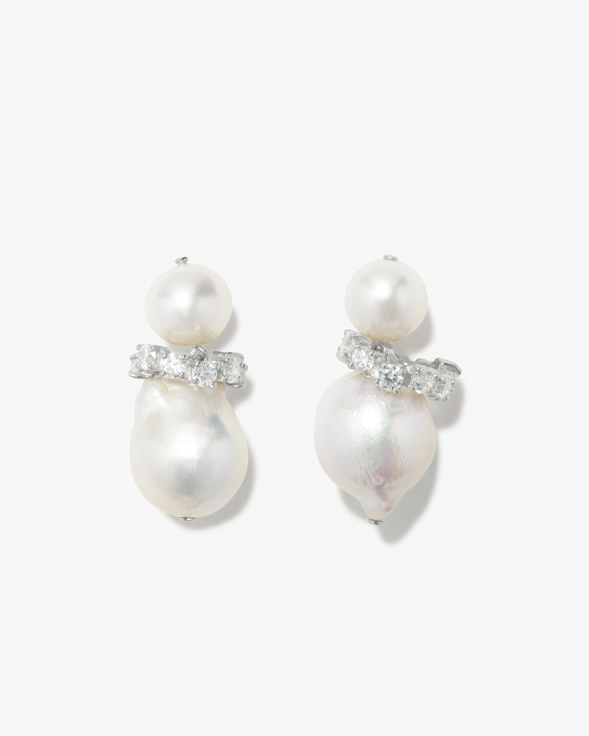 Completed Works – Baroque Pearls And Crystals Drop Earrings