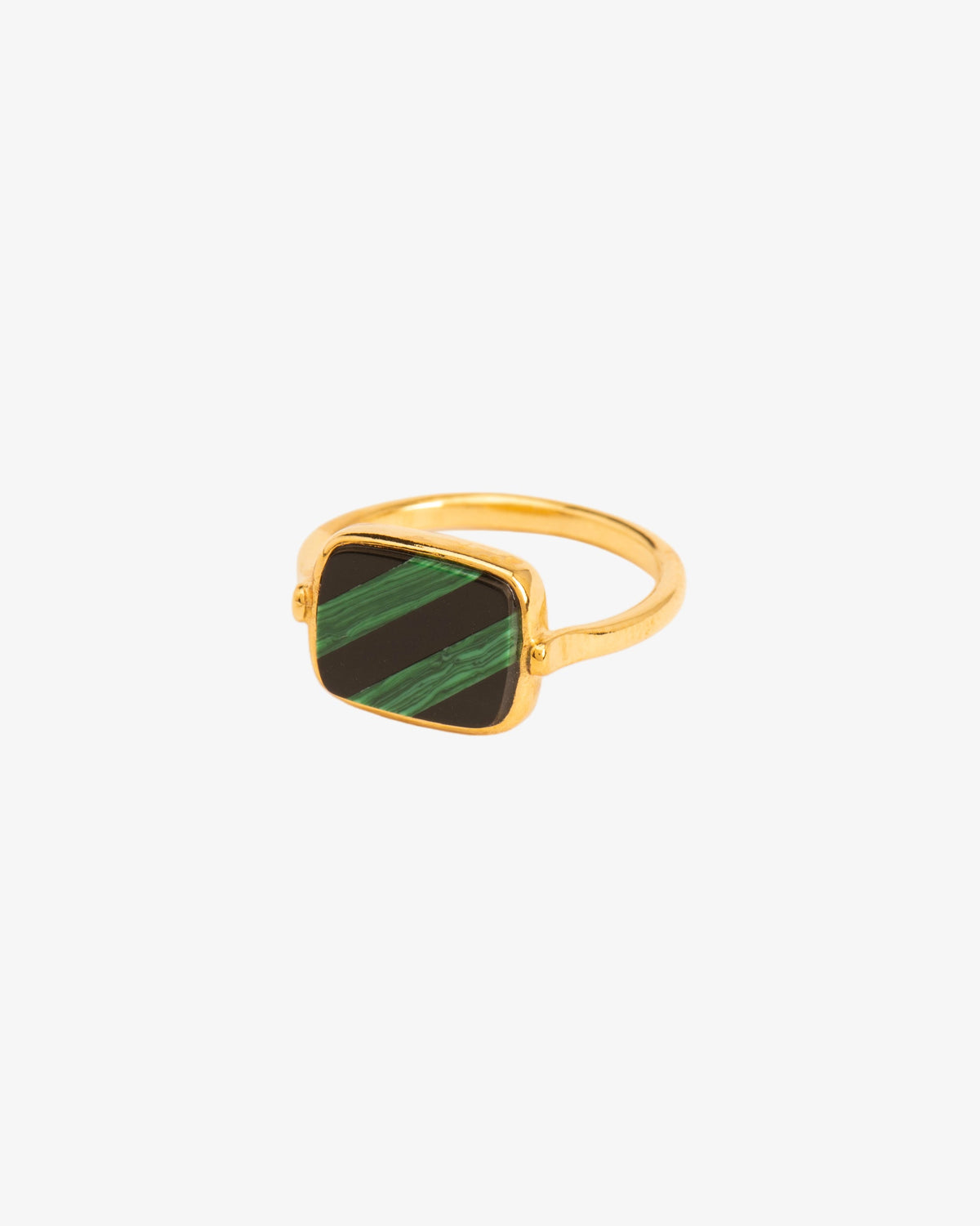 Wouters & Hendrix Malachite and Onyx Mosaic Ring, side view