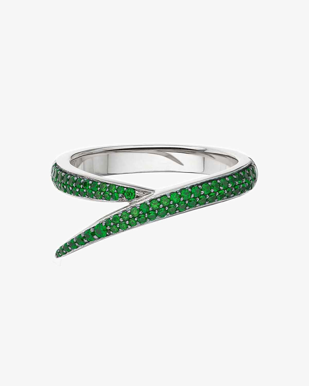 18K White Gold Interlocking Tsavorite Ring