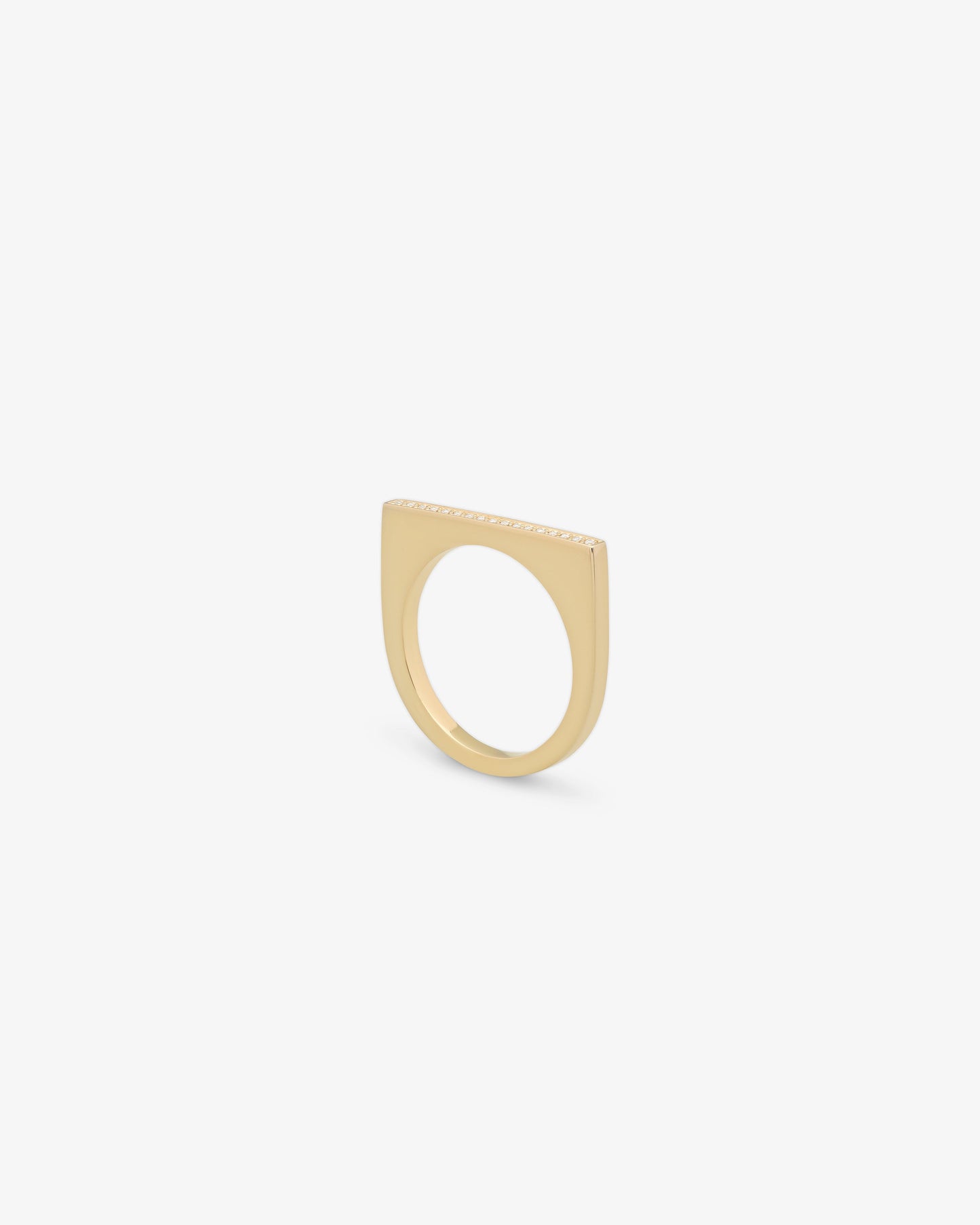 Tom Wood 9K Gold Sleek Ring Top Diamonds