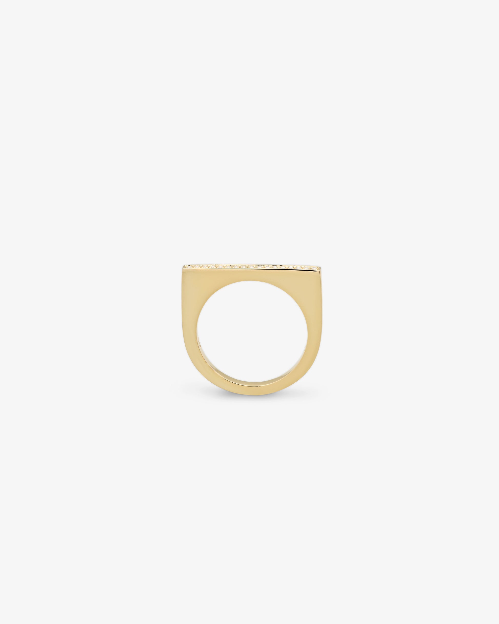 Tom Wood 9K Gold Sleek Ring Top Diamonds