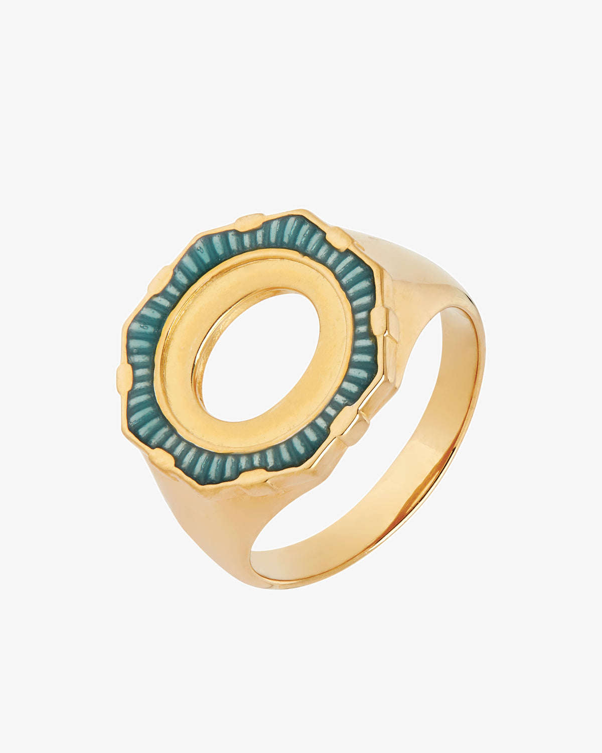 Maria Black Moss Ocean Ring in gold-plated sterling silver, angled view