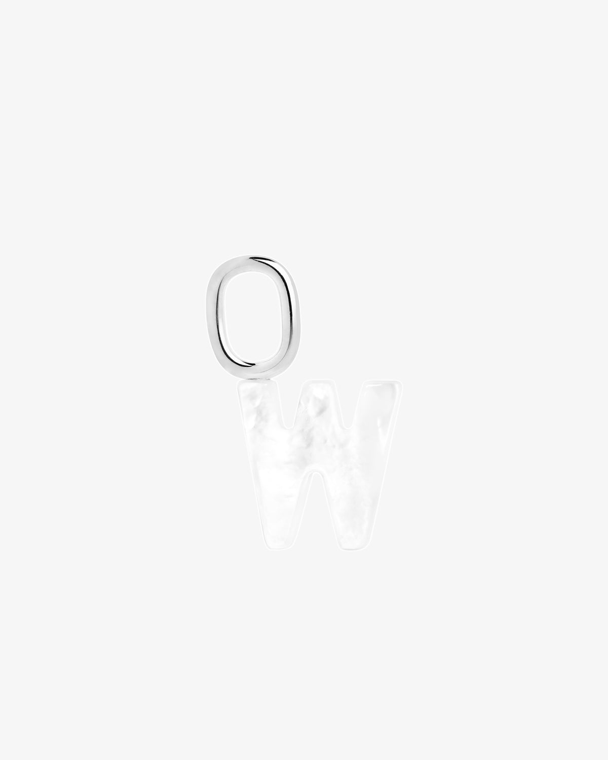 Maria Black Lucid Letter Mother of Pearl Charm in silver/rhodium-plated metal, front view, view 4