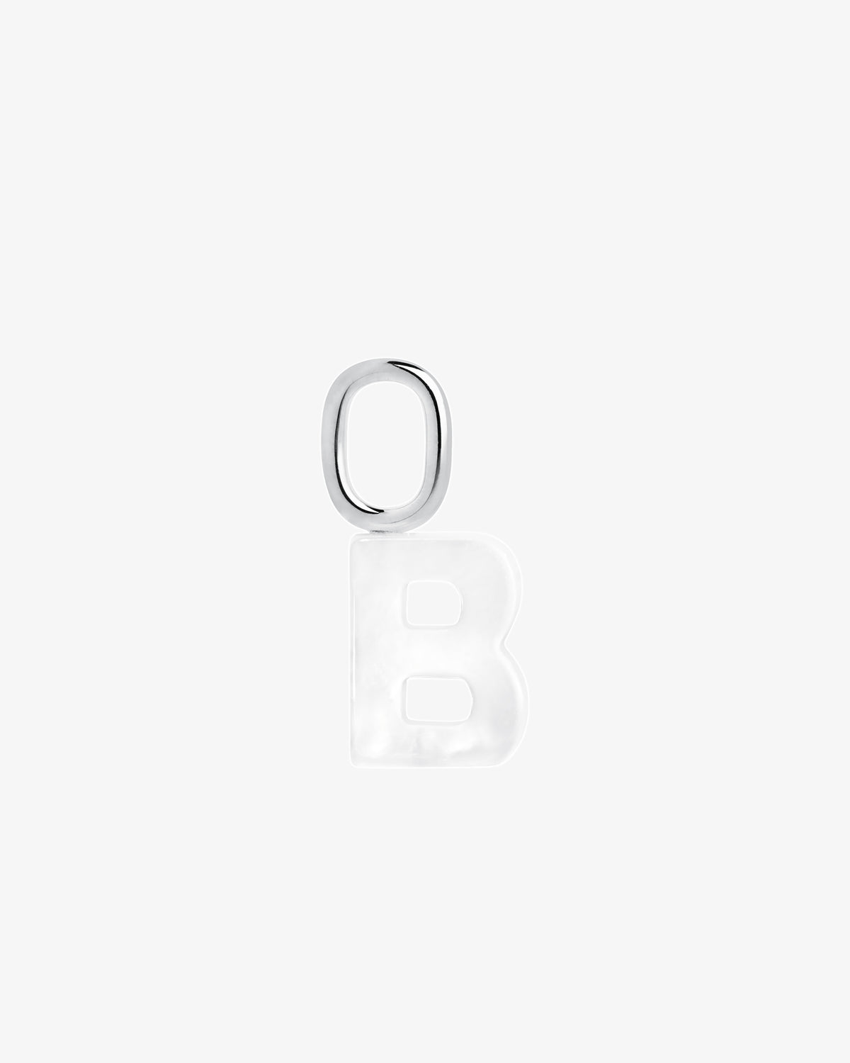 Maria Black Lucid Letter Mother of Pearl Charm in silver/rhodium-plated metal, front view, view 25