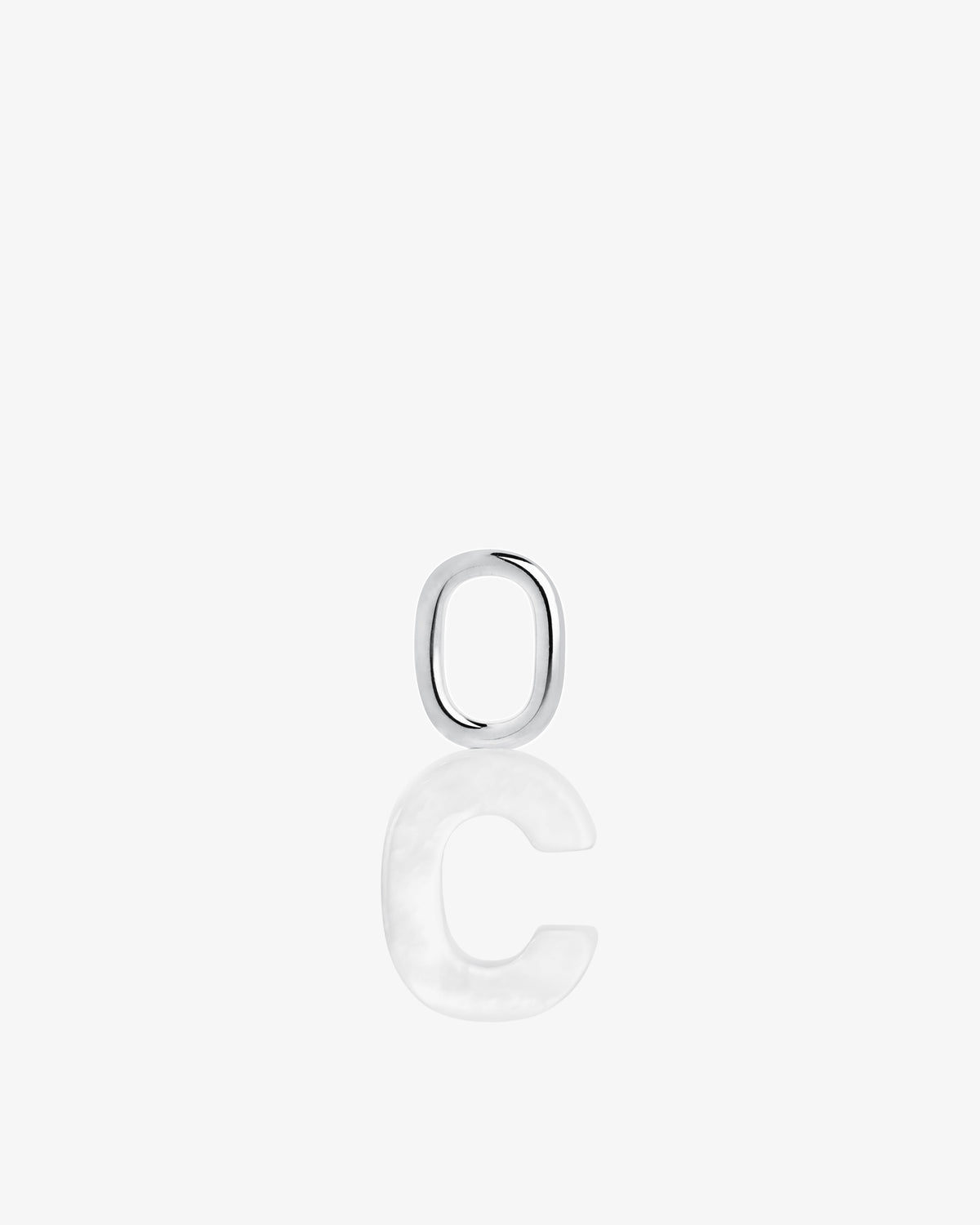 Maria Black Lucid Letter Mother of Pearl Charm in silver/rhodium-plated metal, front view, view 24