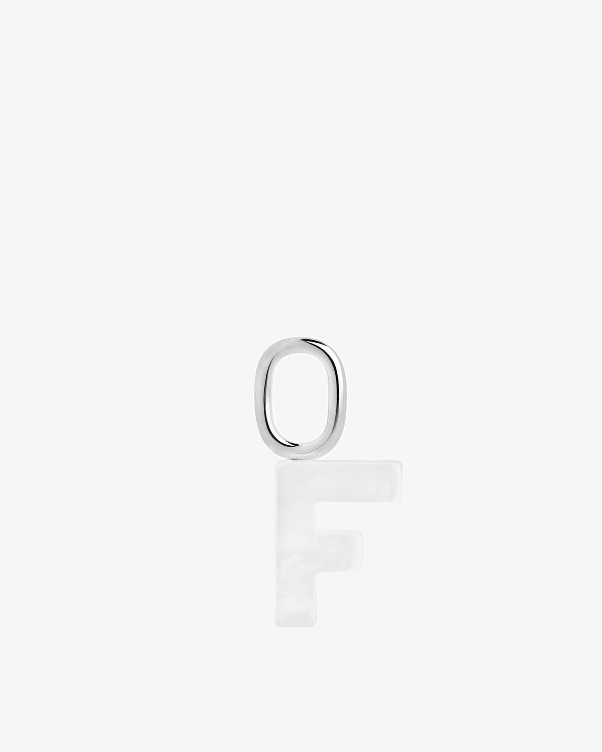 Maria Black Lucid Letter Mother of Pearl Charm in silver/rhodium-plated metal, front view, view 21