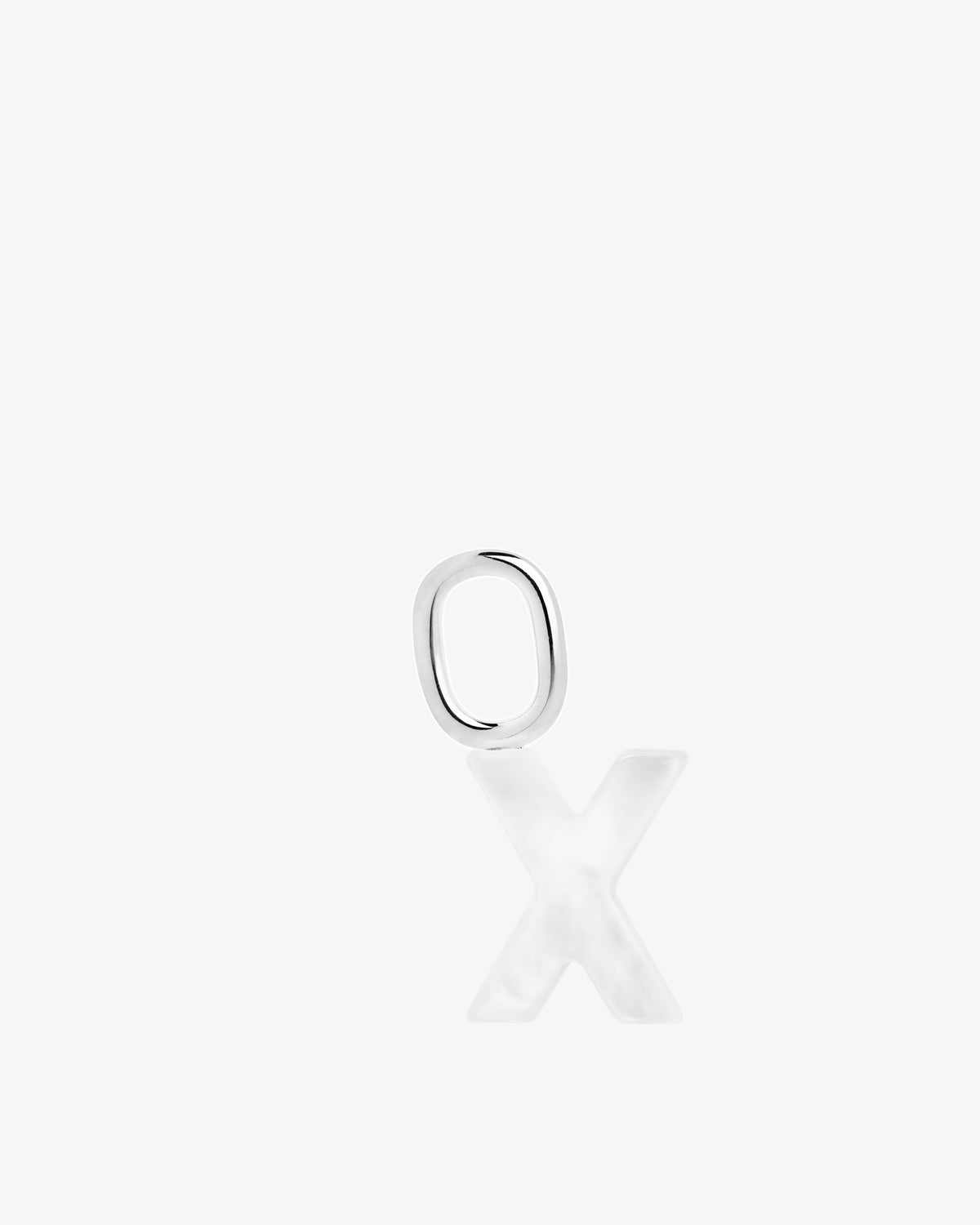 Maria Black Lucid Letter Mother of Pearl Charm in silver/rhodium-plated metal, front view, view 3