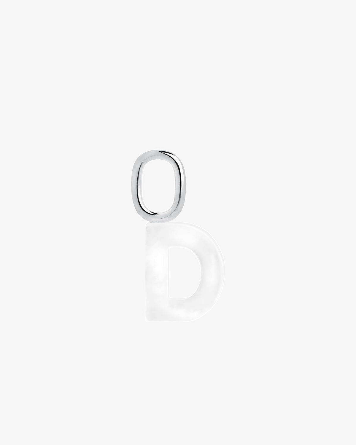 Maria Black Lucid Letter Mother of Pearl Charm in silver/rhodium-plated metal, front view, view 23
