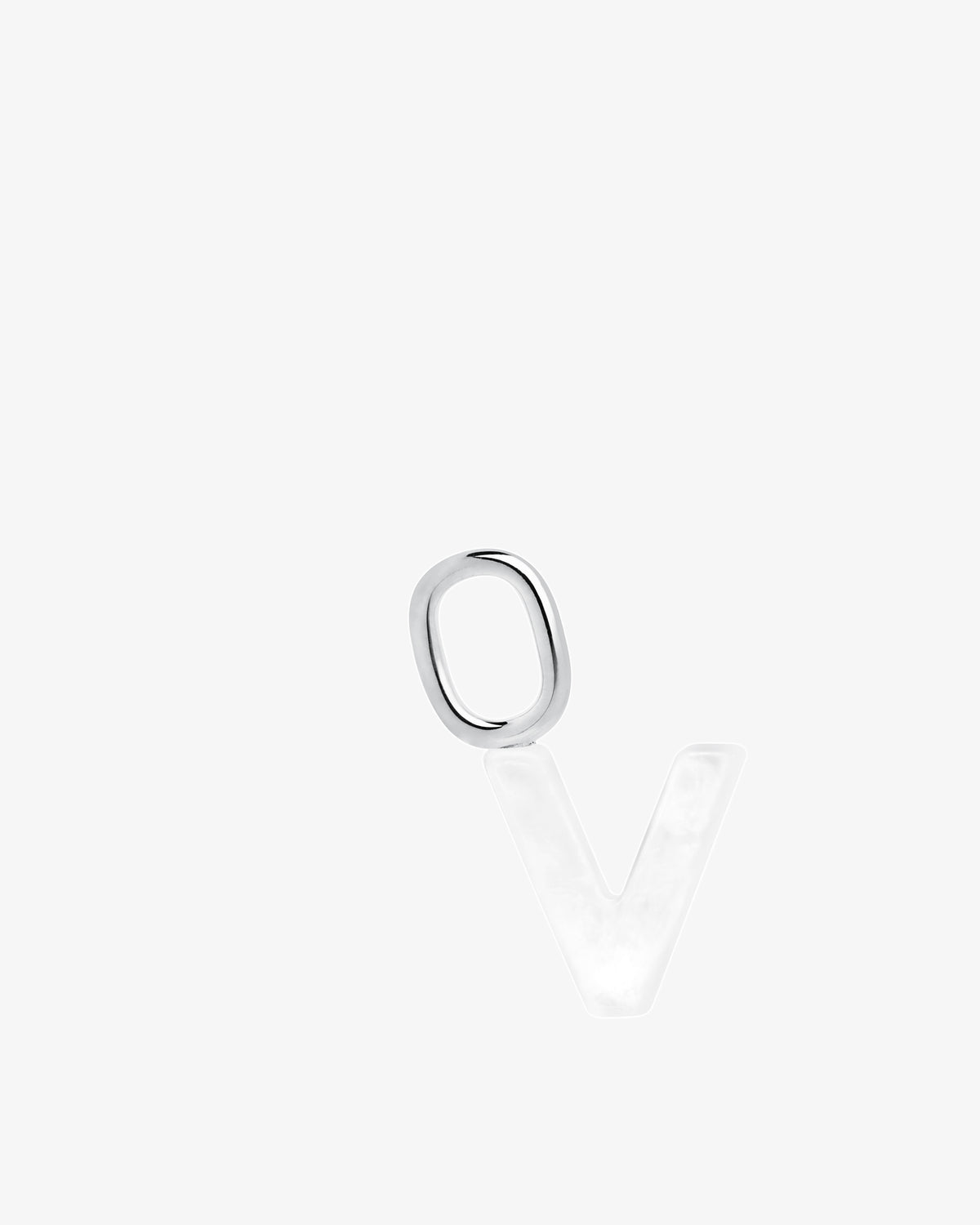 Maria Black Lucid Letter Mother of Pearl Charm in silver/rhodium-plated metal, front view, view 5