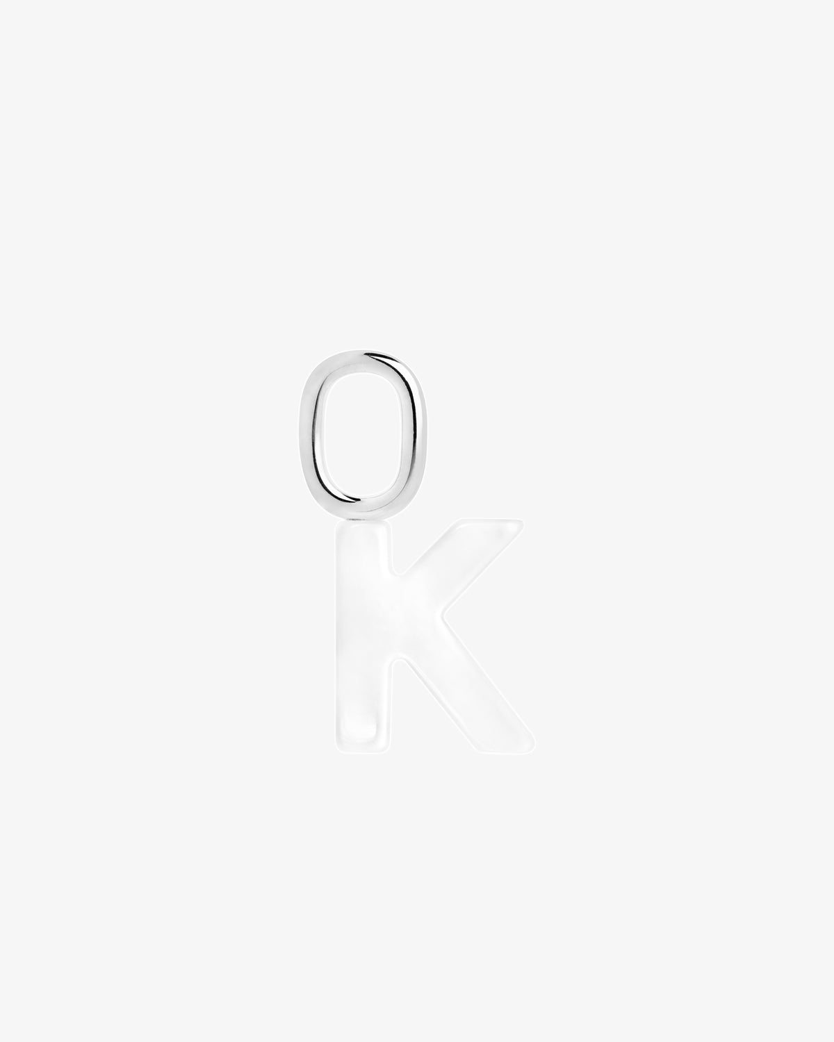 Maria Black Lucid Letter Mother of Pearl Charm in silver/rhodium-plated metal, front view, view 16