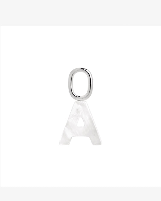Maria Black Lucid Letter Mother of Pearl Charm in silver/rhodium-plated metal