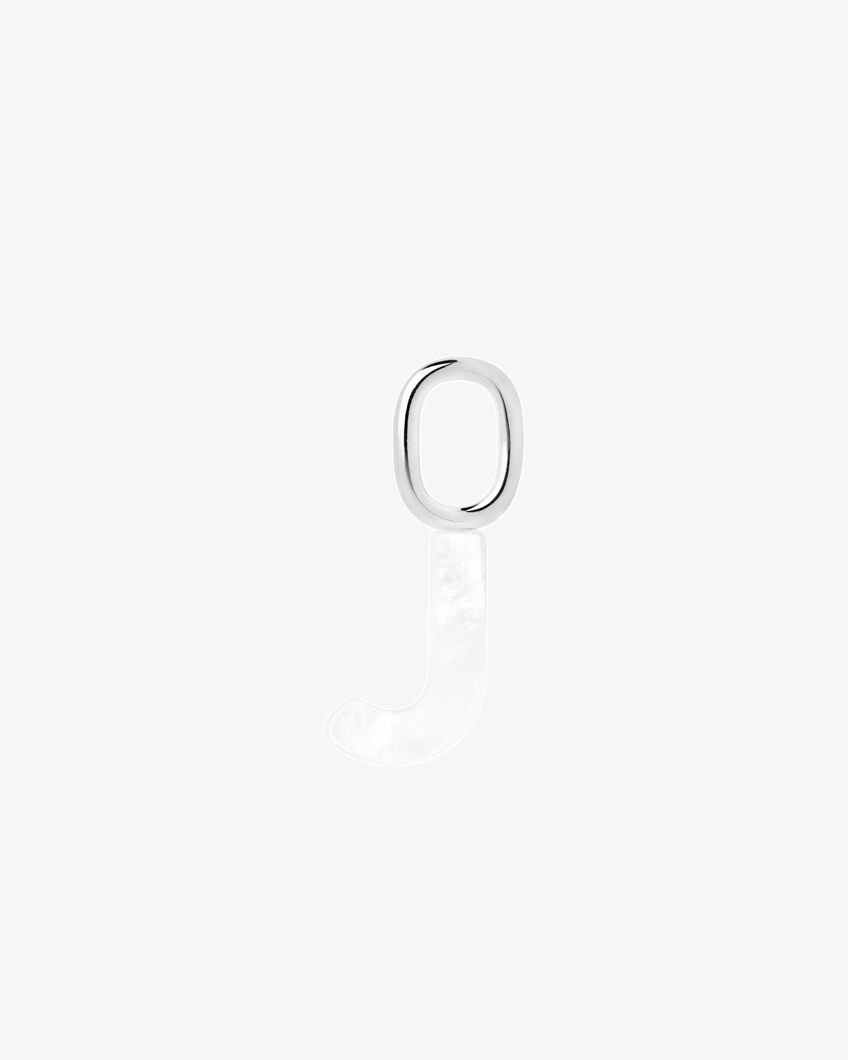 Maria Black Lucid Letter Mother of Pearl Charm in silver/rhodium-plated metal, front view, view 17