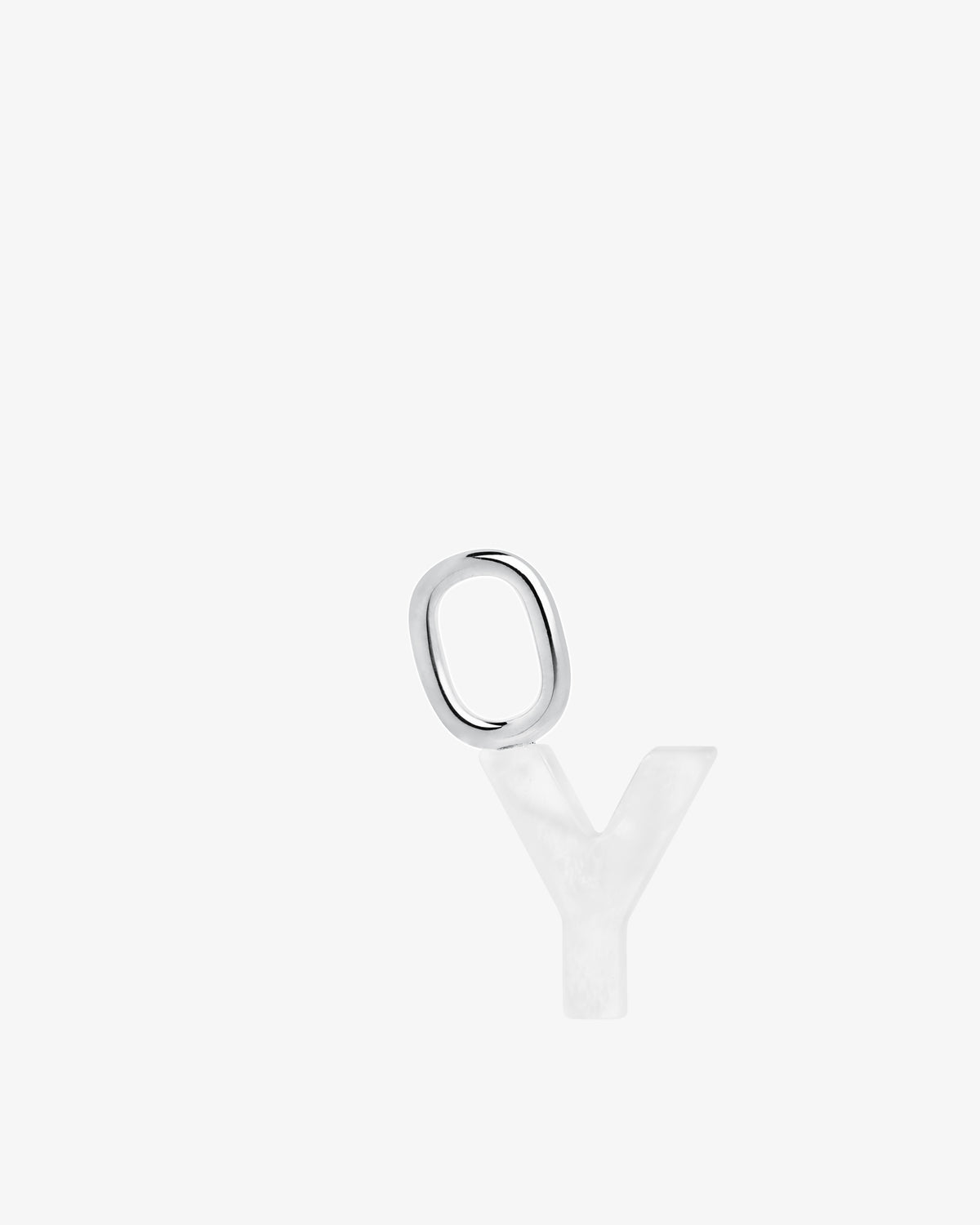 Maria Black Lucid Letter Mother of Pearl Charm in silver/rhodium-plated metal, front view, view 2