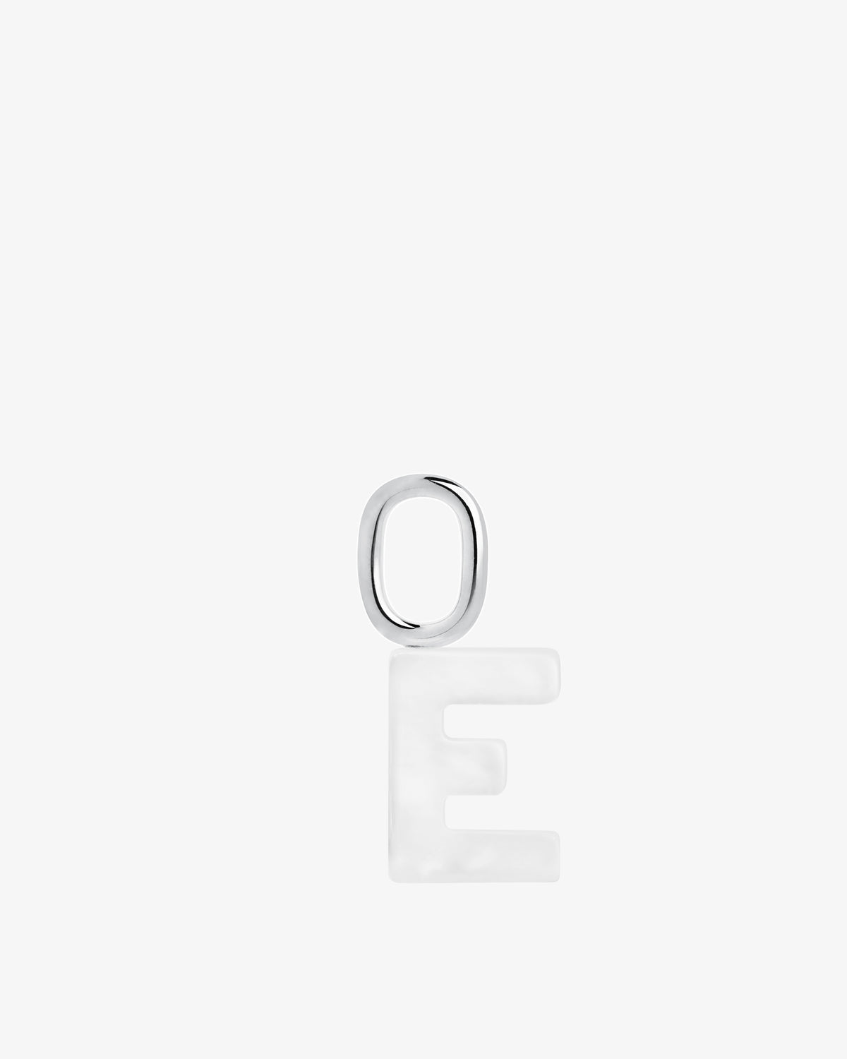 Maria Black Lucid Letter Mother of Pearl Charm in silver/rhodium-plated metal, front view, view 22