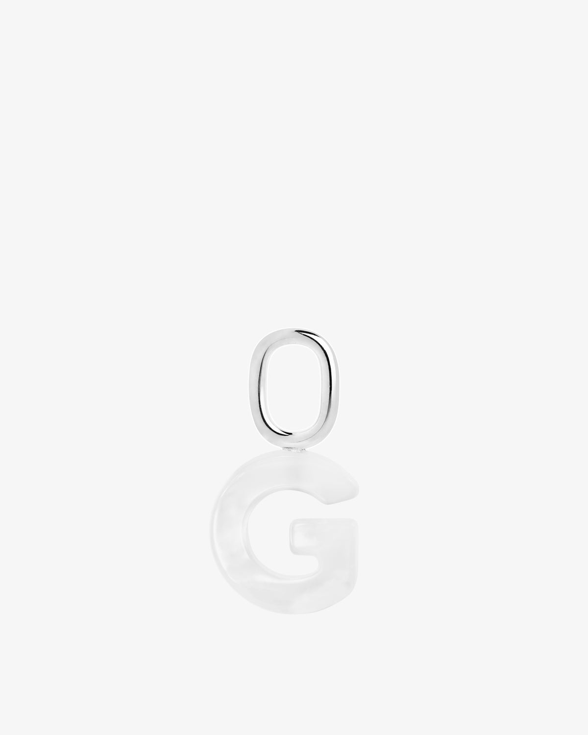 Maria Black Lucid Letter Mother of Pearl Charm in silver/rhodium-plated metal, front view, view 20