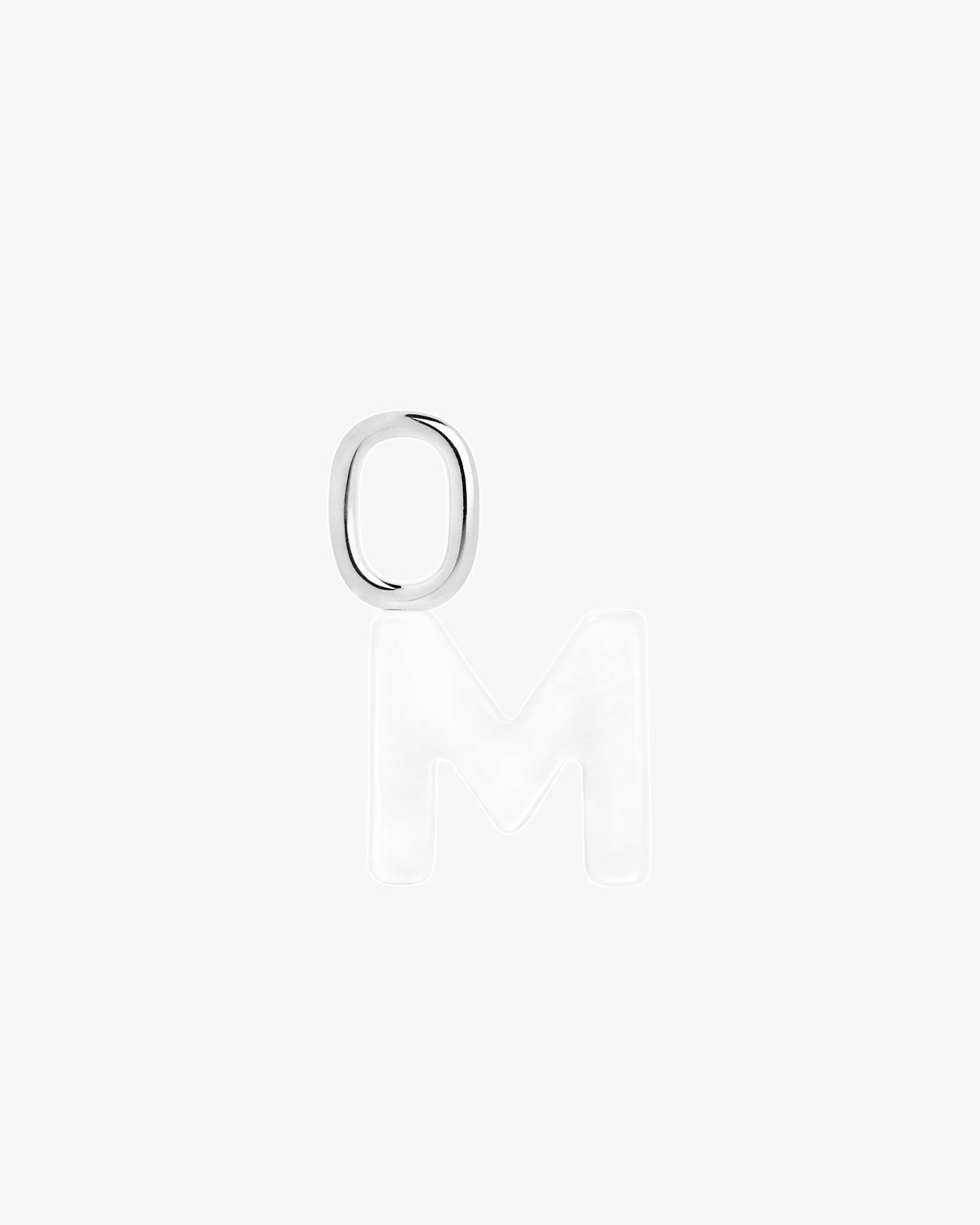 Maria Black Lucid Letter Mother of Pearl Charm in silver/rhodium-plated metal, front view, view 14