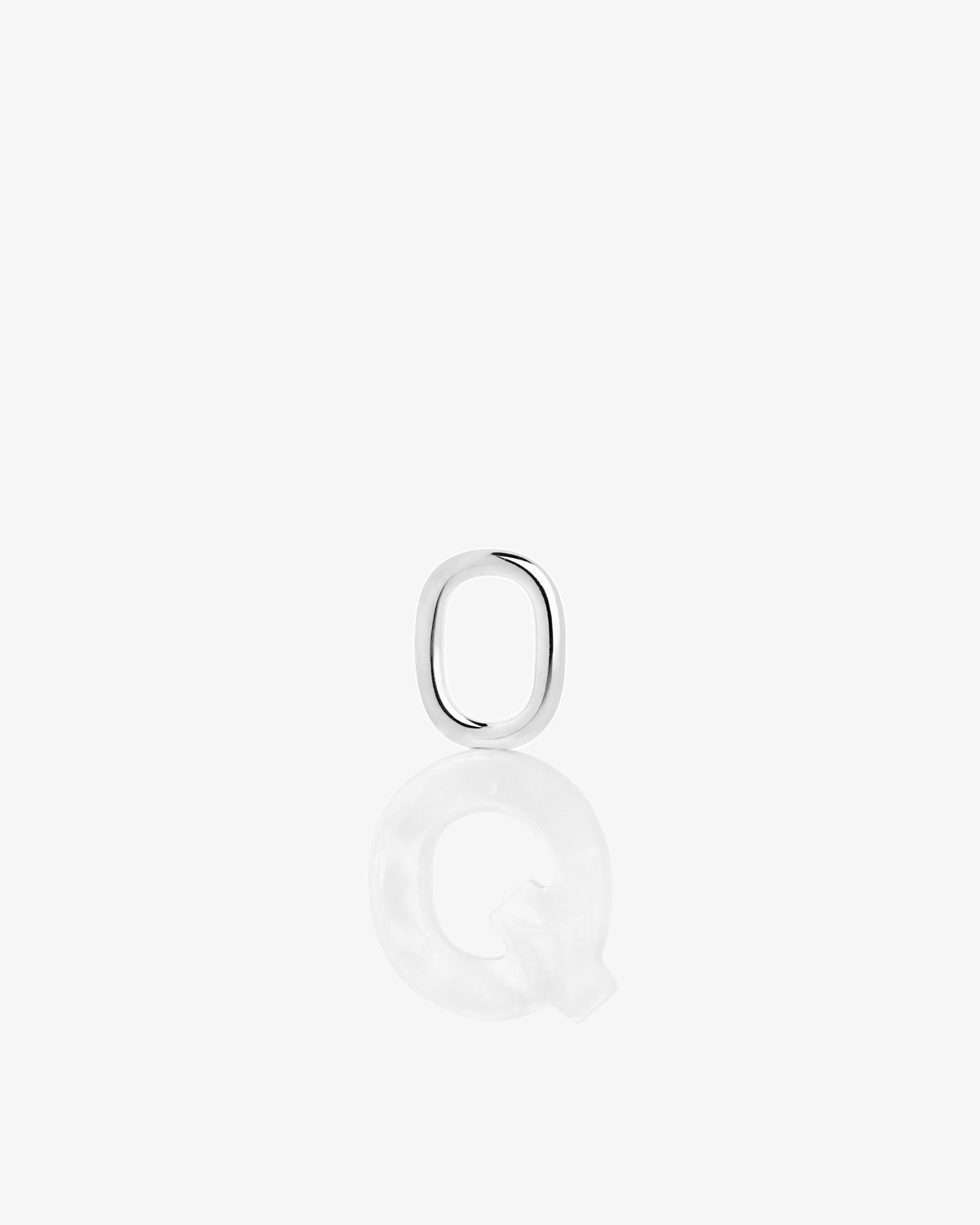 Maria Black Lucid Letter Mother of Pearl Charm in silver/rhodium-plated metal, front view, view 10