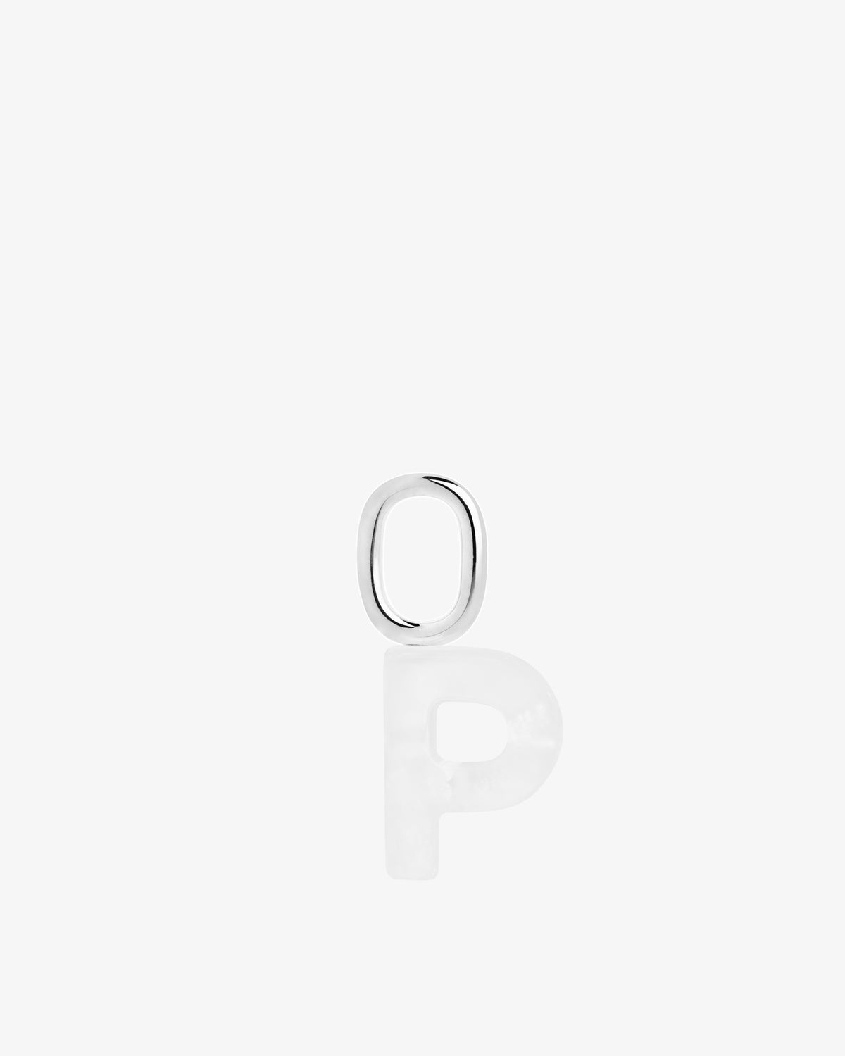 Maria Black Lucid Letter Mother of Pearl Charm in silver/rhodium-plated metal, front view, view 11