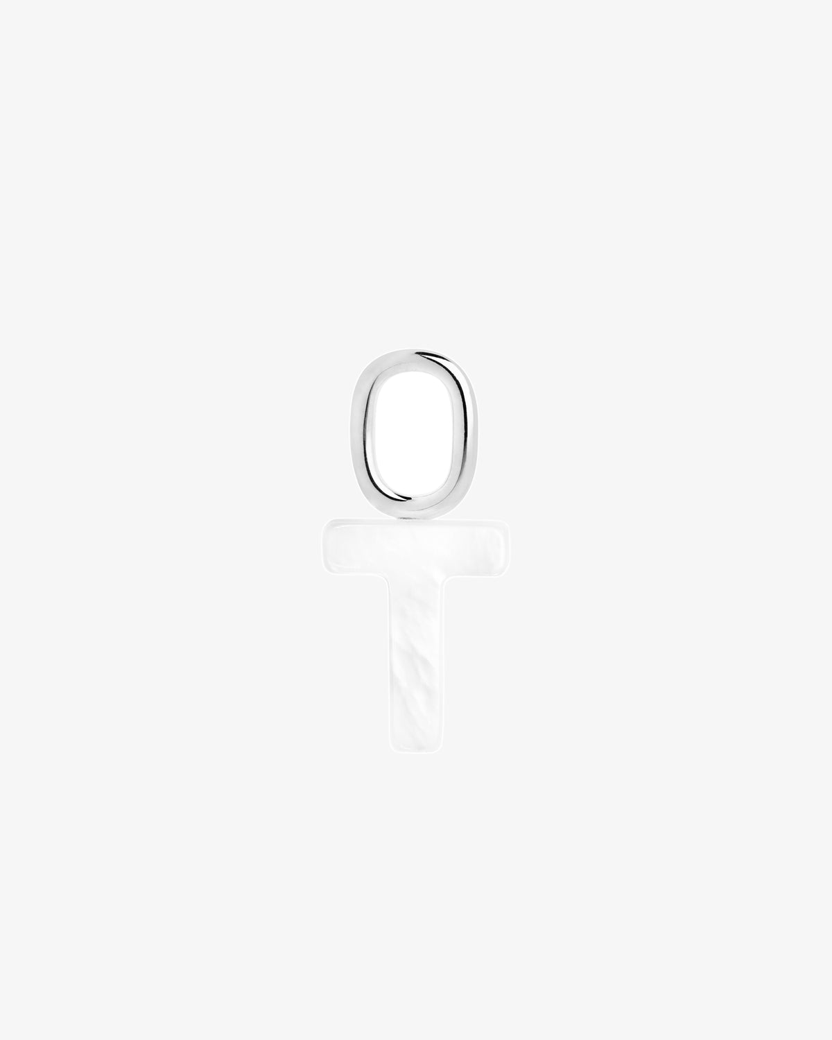 Maria Black Lucid Letter Mother of Pearl Charm in silver/rhodium-plated metal, front view, view 7