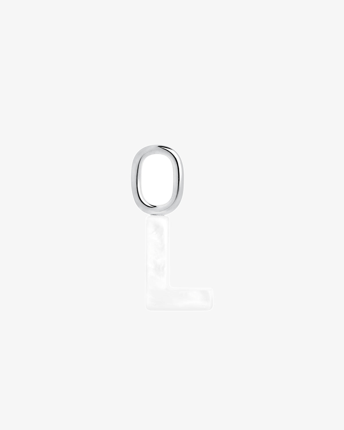 Maria Black Lucid Letter Mother of Pearl Charm in silver/rhodium-plated metal, front view, view 15