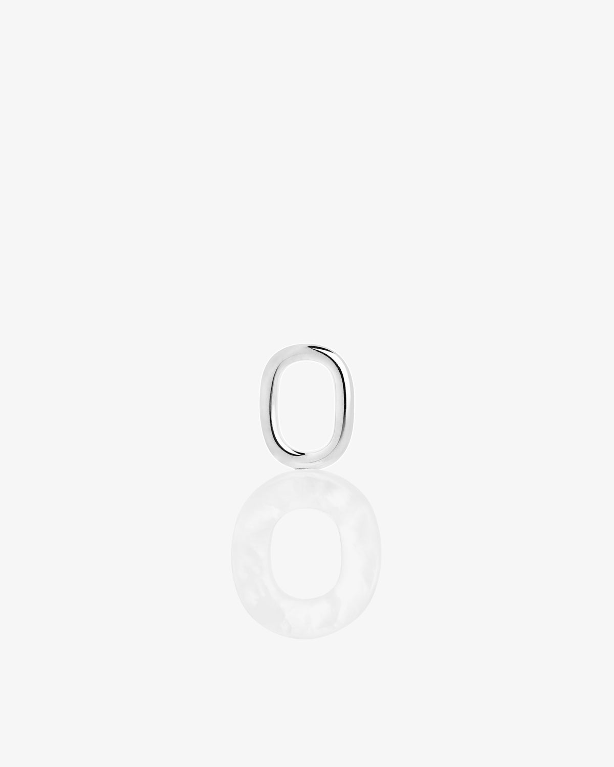 Maria Black Lucid Letter Mother of Pearl Charm in silver/rhodium-plated metal, front view, view 12