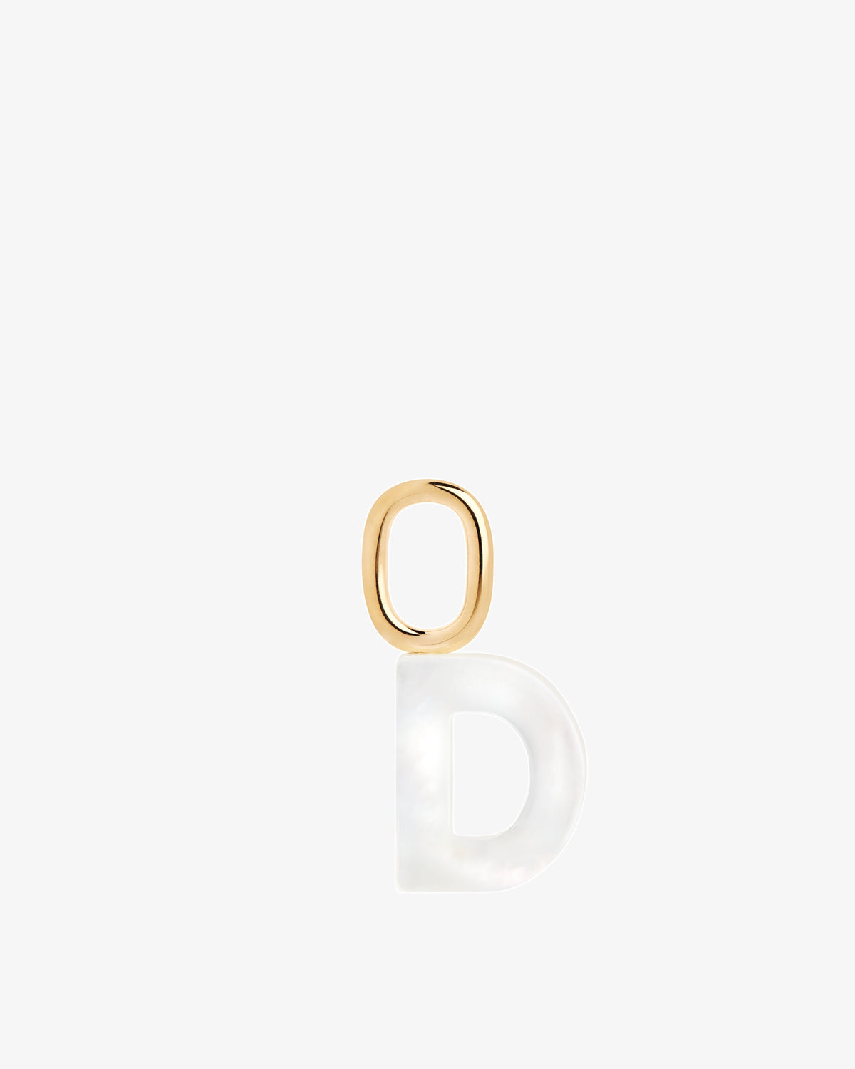 Maria Black Lucid Letter Mother of Pearl Charm in gold-plated sterling silver, front view, view 23