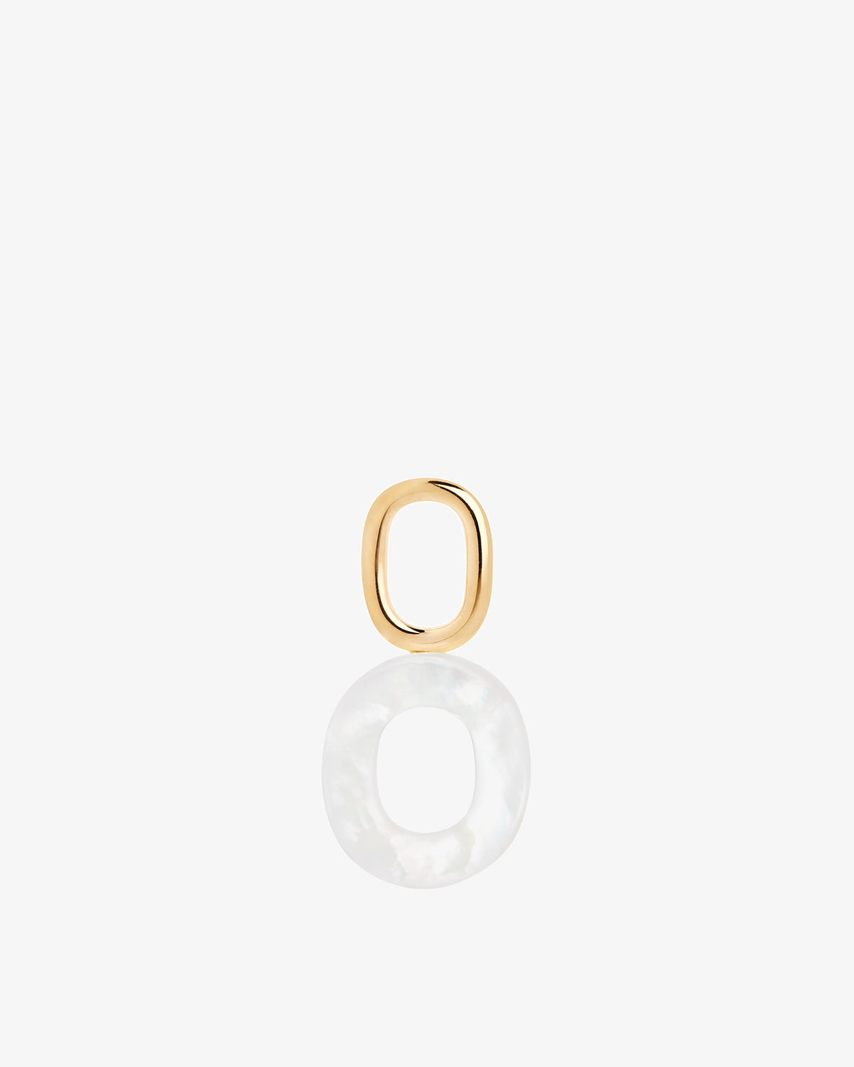 Maria Black Lucid Letter Mother of Pearl Charm in gold-plated sterling silver, front view, view 12