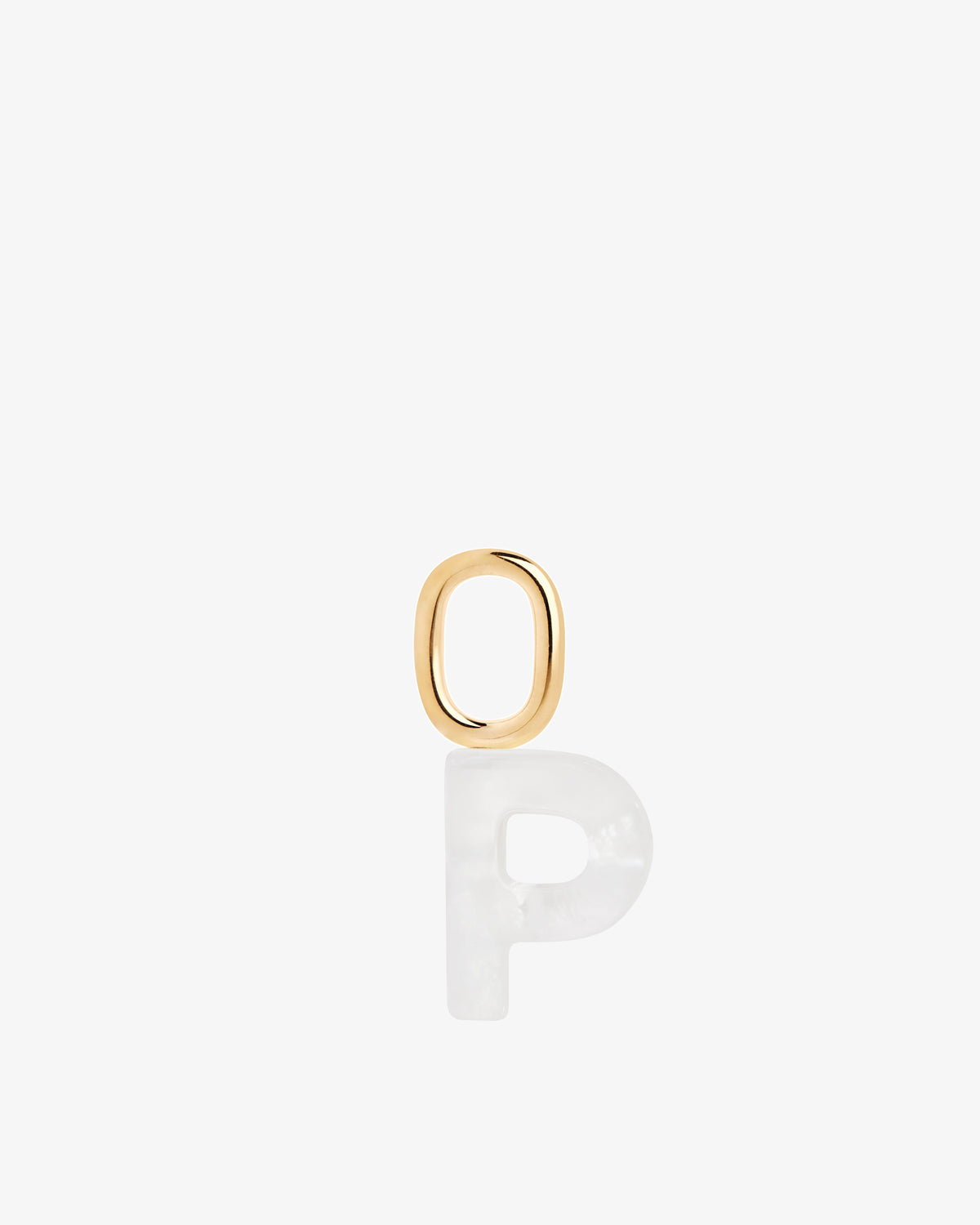 Maria Black Lucid Letter Mother of Pearl Charm in gold-plated sterling silver, front view, view 11