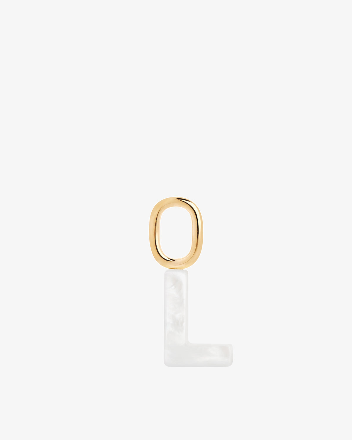 Maria Black Lucid Letter Mother of Pearl Charm in gold-plated sterling silver, front view, view 15